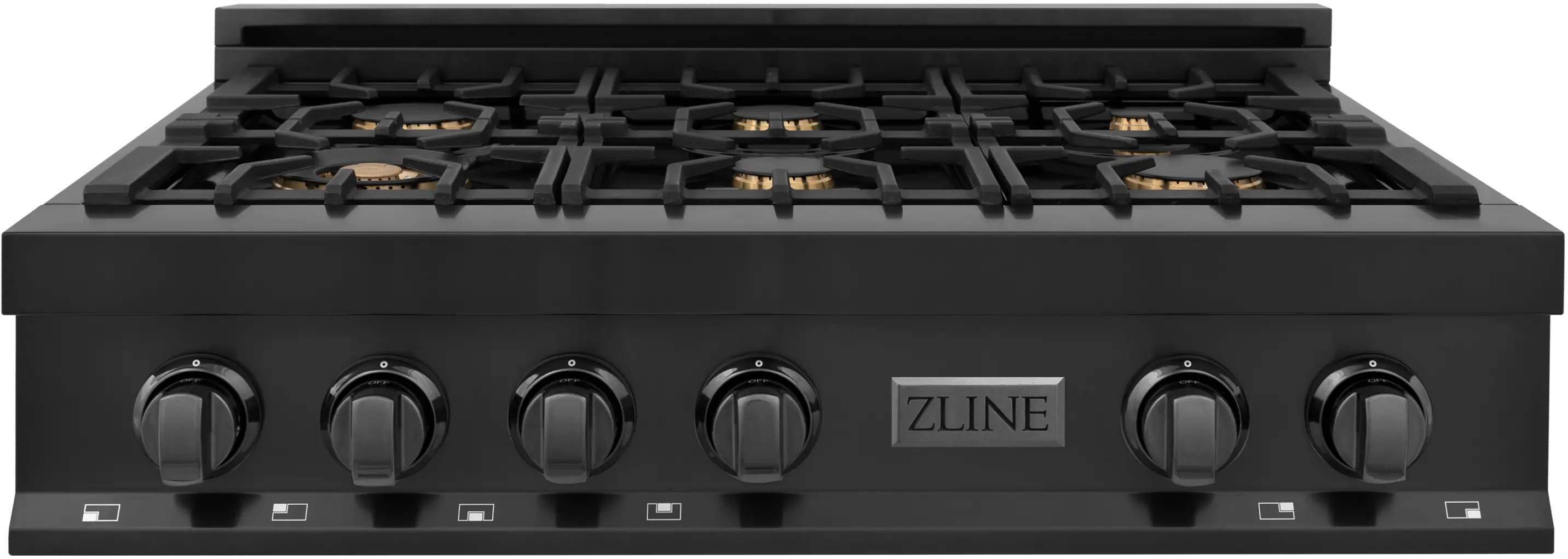 RTBZ-36-CB ZLINE Gas Cooktop - Black Stainless Steel, Brass 36 Inch-1