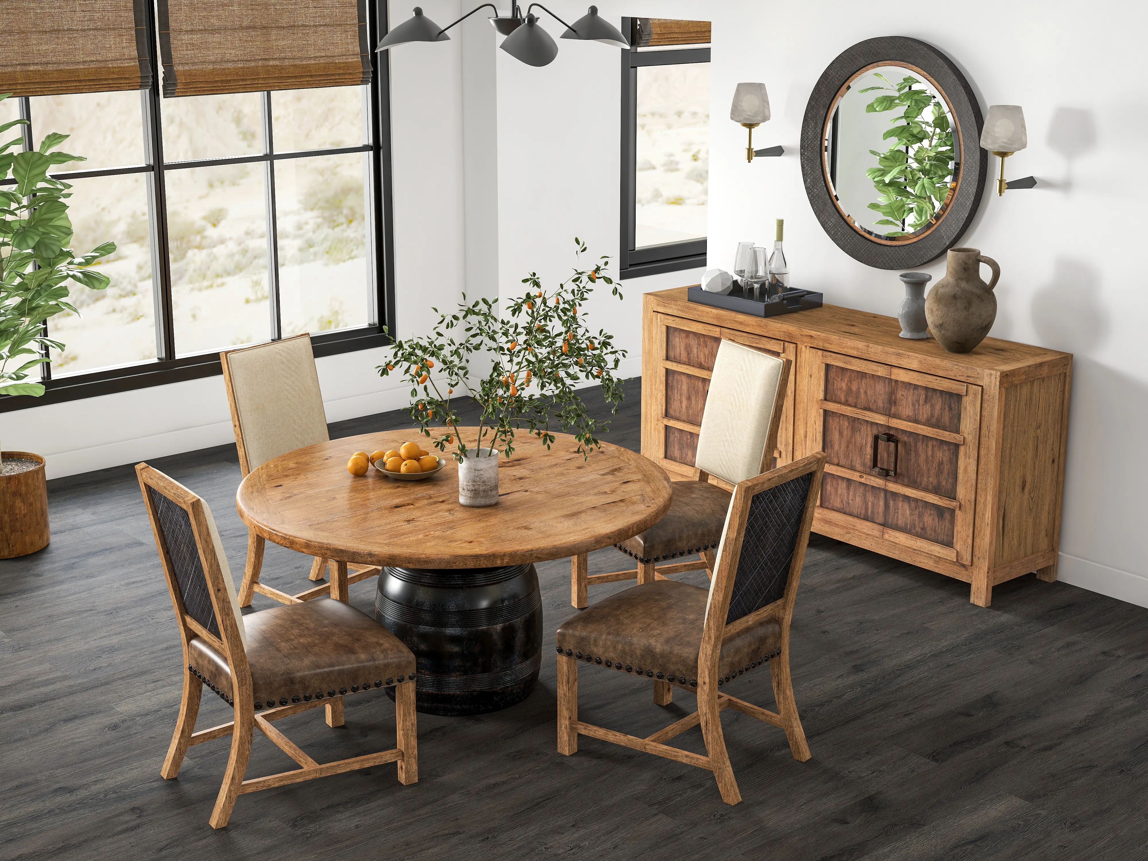 5PC:67007-UPH-DINING Big Sky Brown 5 Piece Dining Set-1