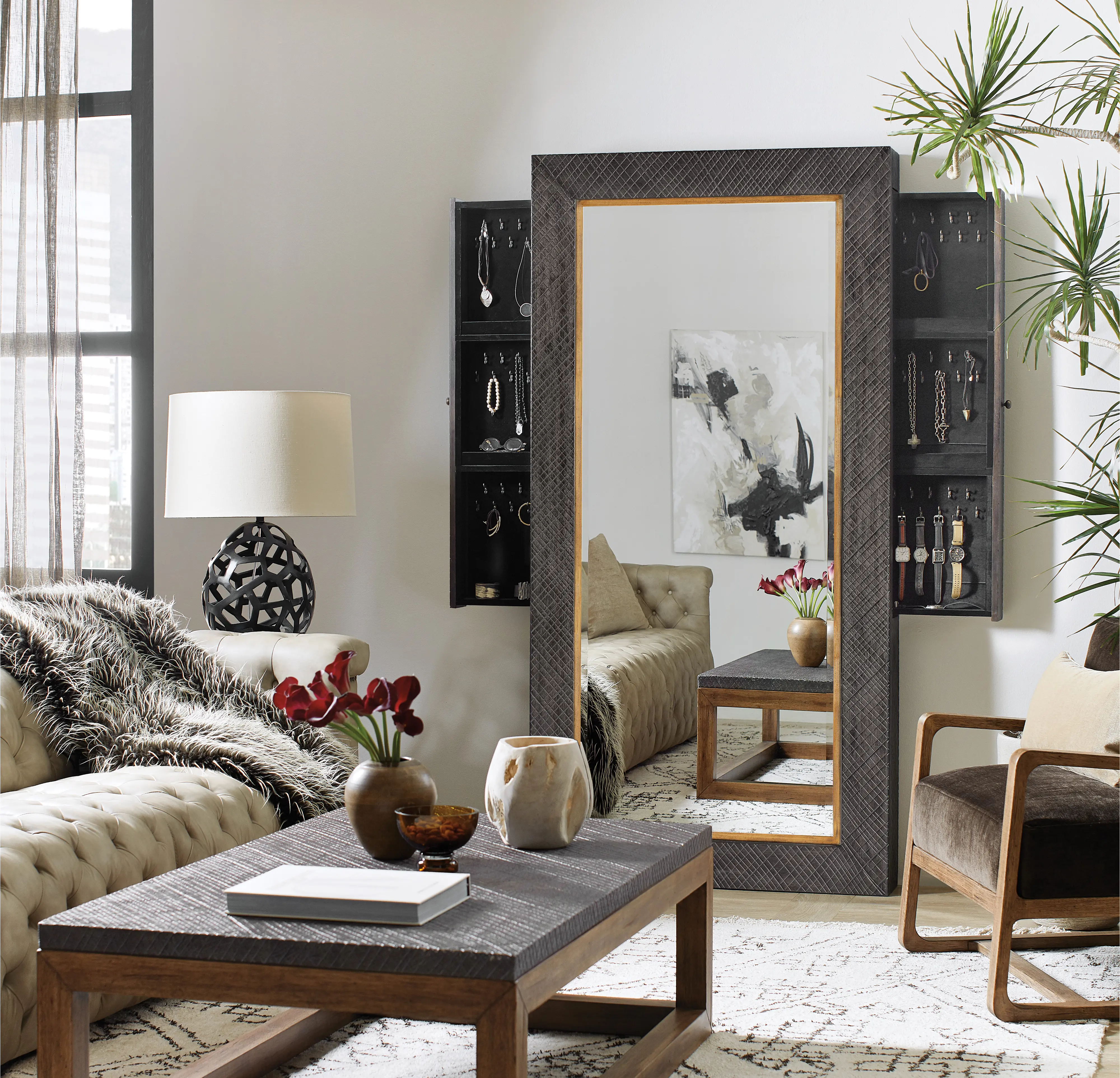 6700-50007-99 Big Sky Gray Floor Mirror with Jewelry Storage-4