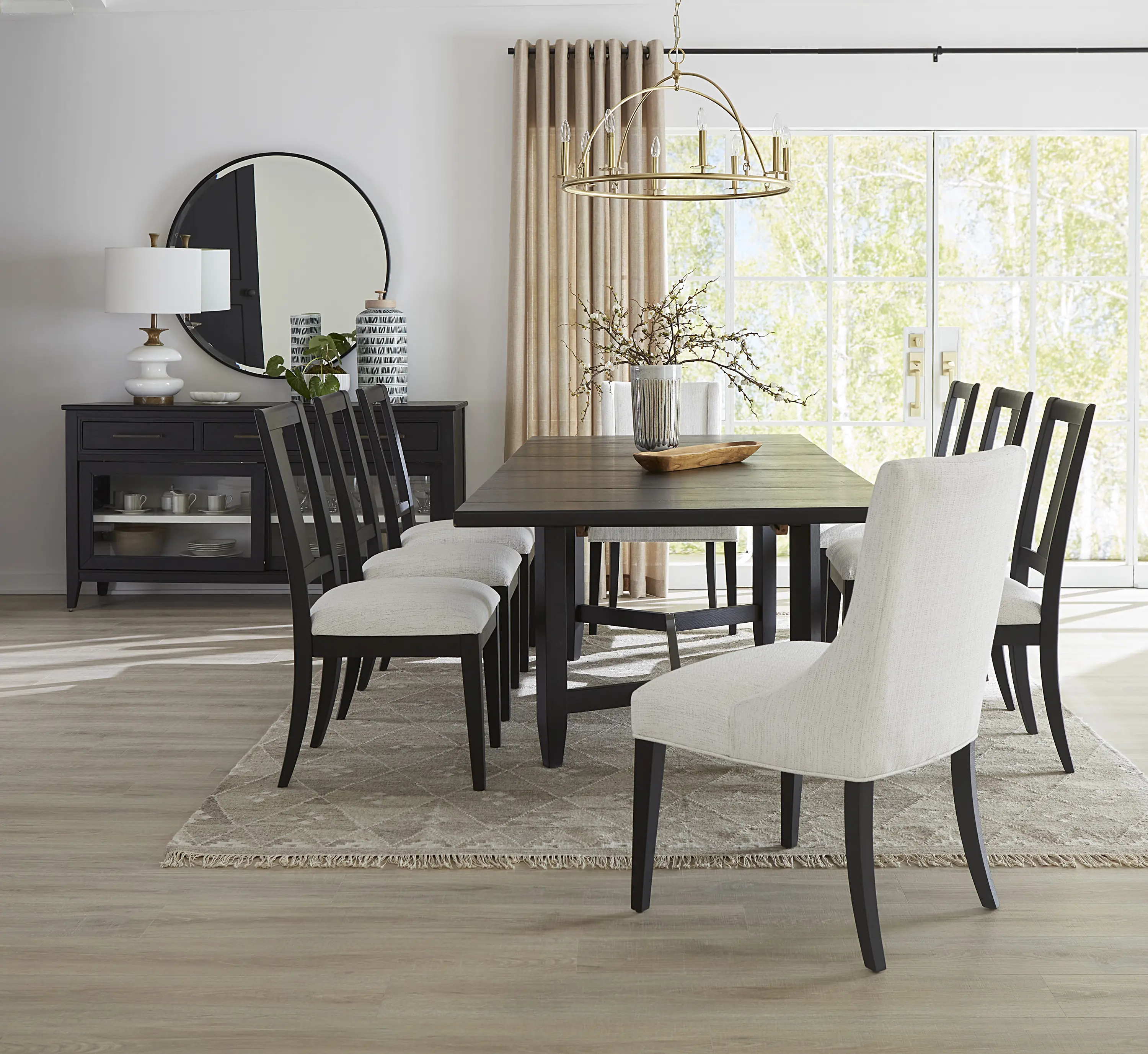 Callahan Black and Off-White Upholstered Dining Chair-4