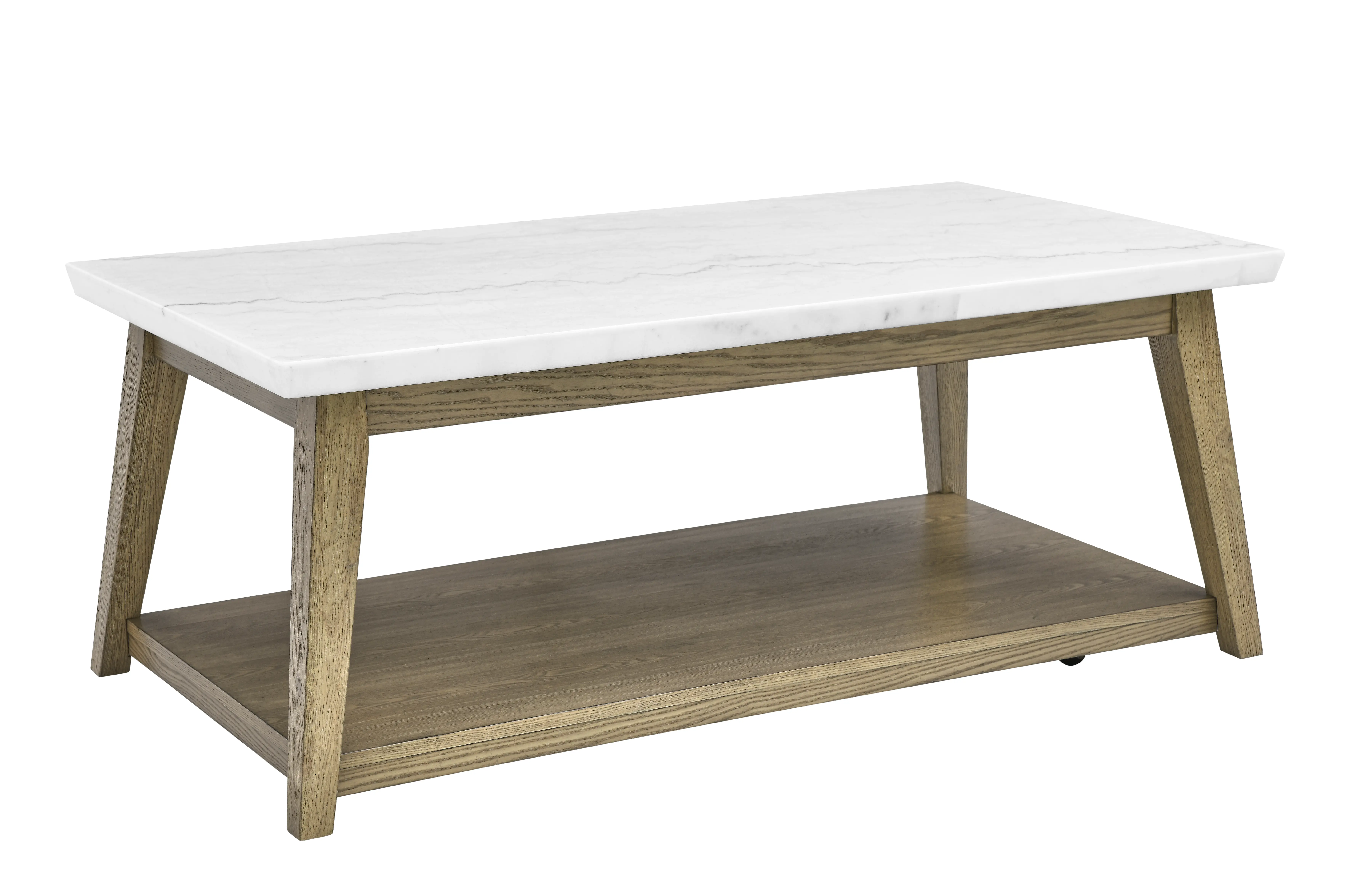 Vida White Marble and Natural Coffee Table-9