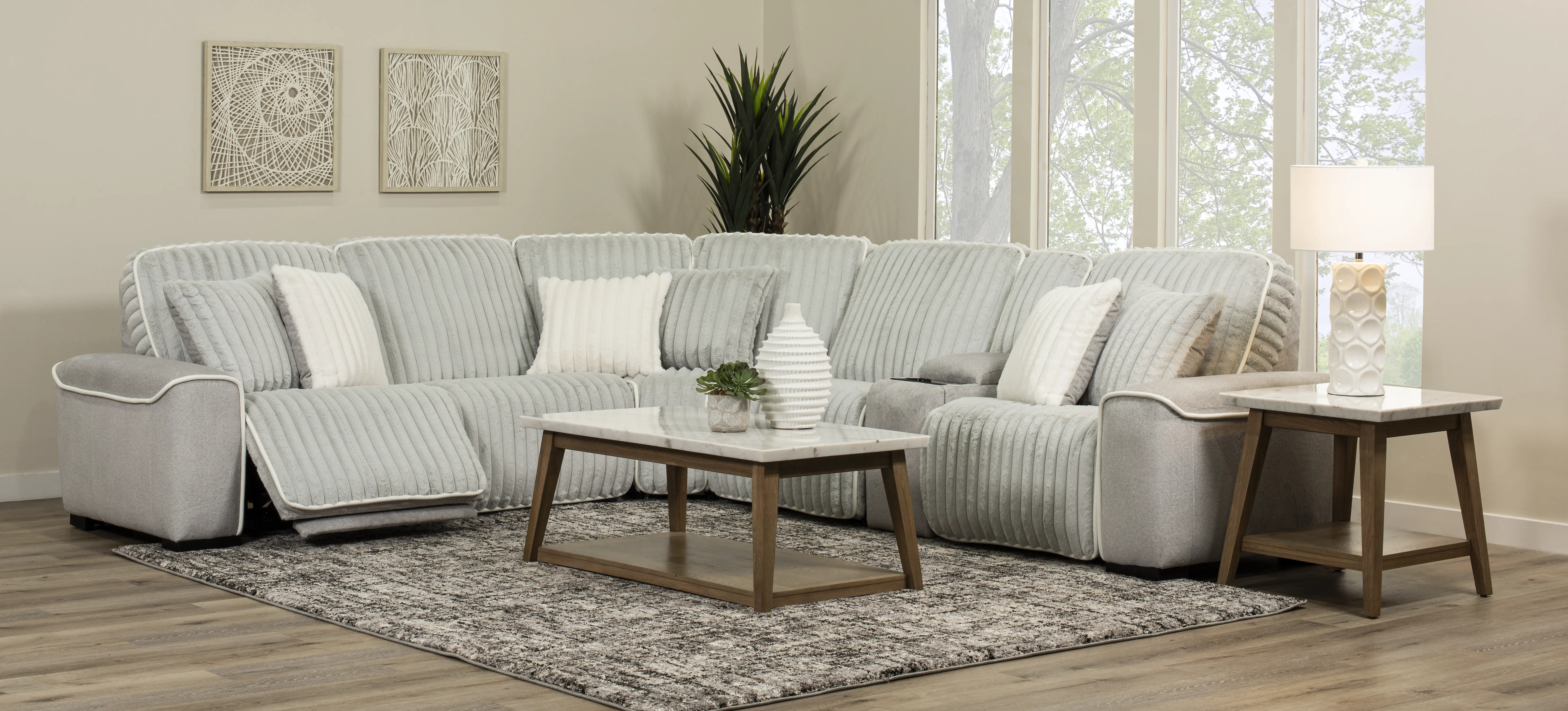 Vida White Marble and Natural Coffee Table-2