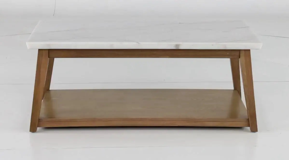 Vida White Marble and Natural Coffee Table-5