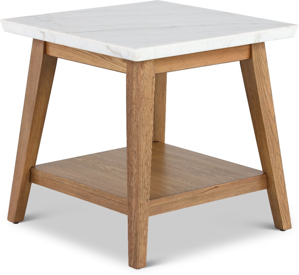 Vida White Marble and Natural End Table