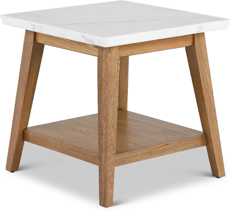 Vida White Marble and Natural End Table
