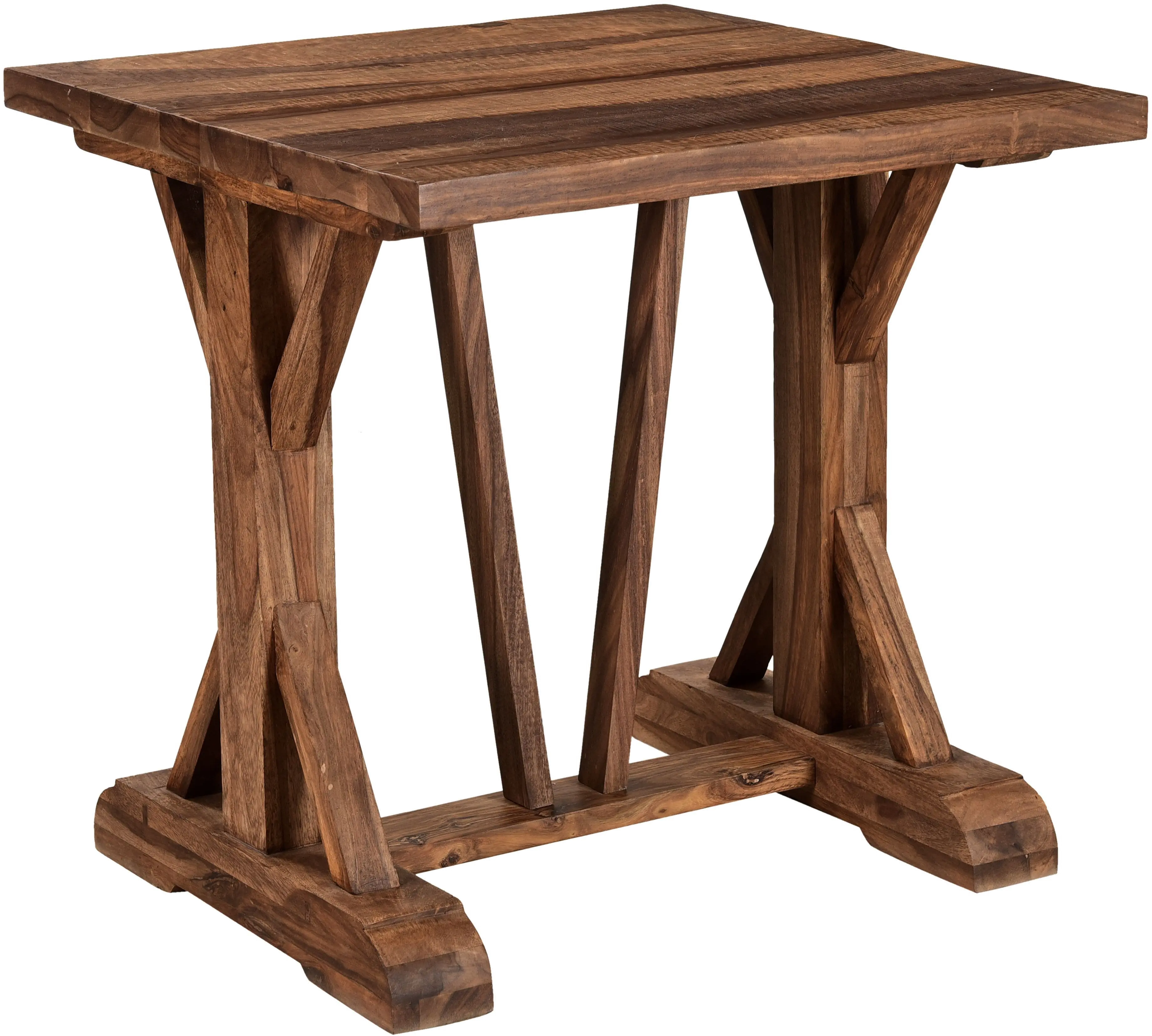 73340 Brownstone Rustic Brown Accent Table with Trestle Base-1