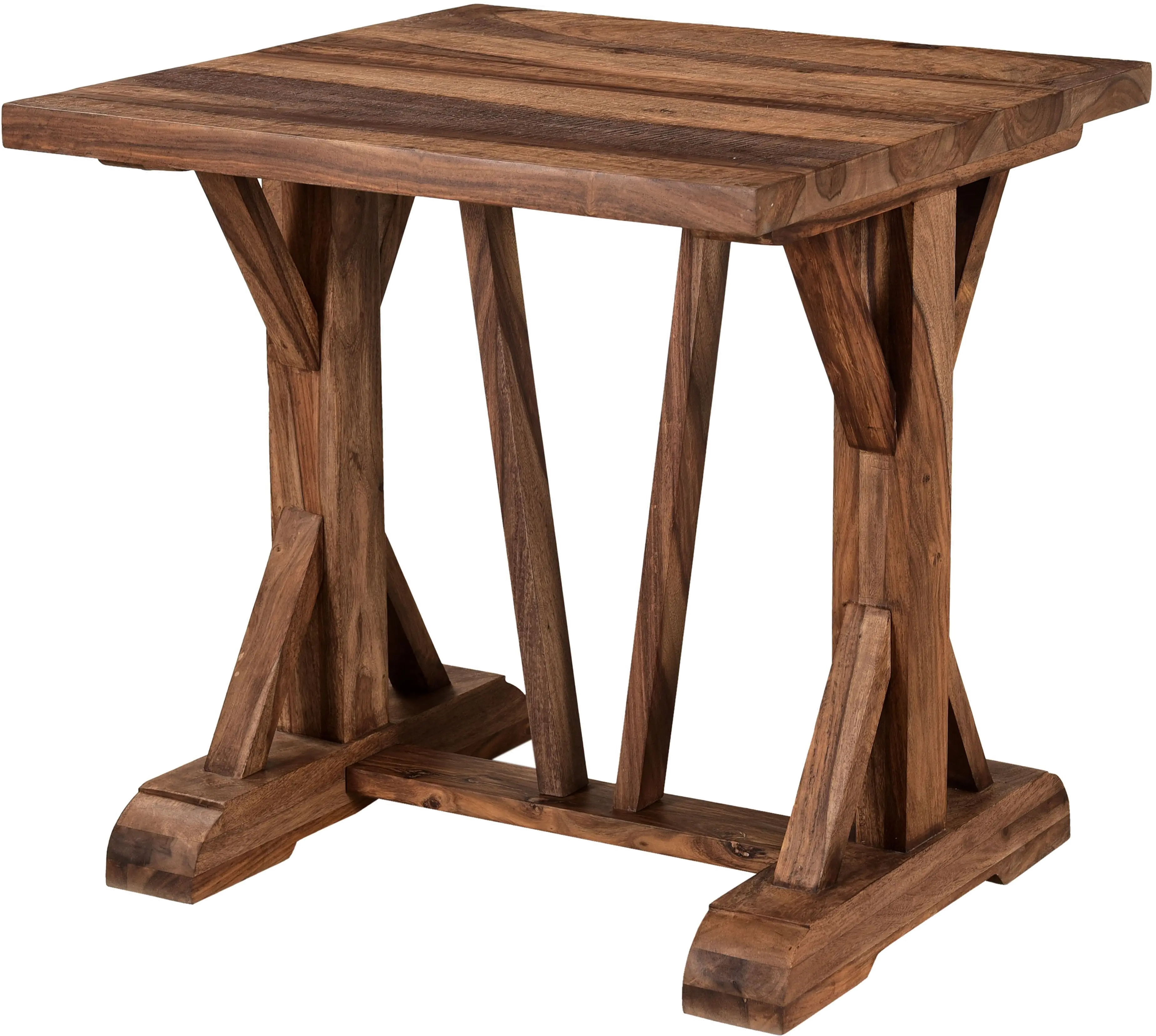 73340 Brownstone Rustic Brown Accent Table with Trestle Base-4