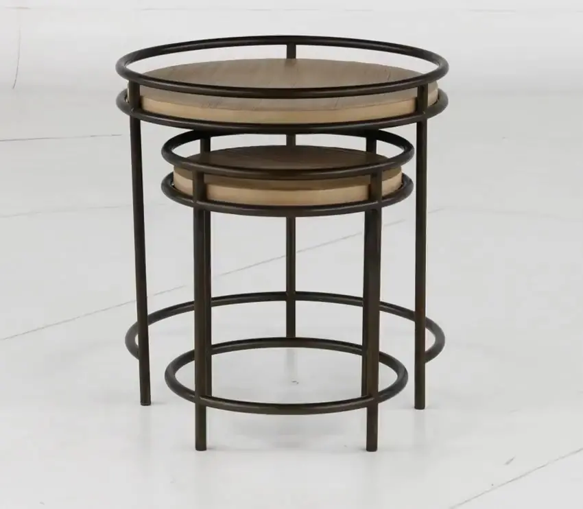 Cena Natural Round Nesting End Tables-5