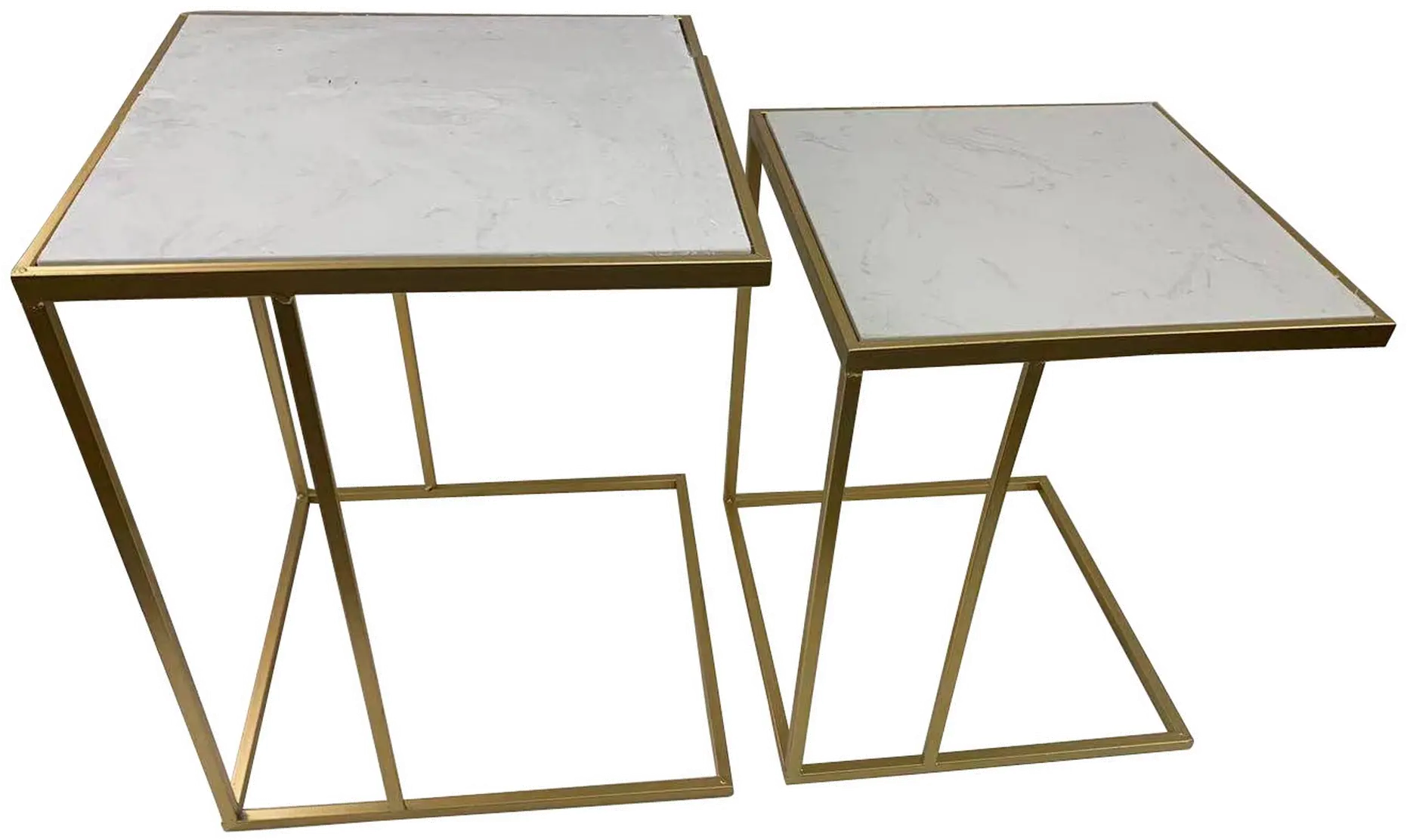 Samara Gold and Marble Nesting End Table, Set of 2-1