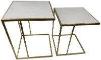 Samara Gold and Marble Nesting End Table, Set of 2