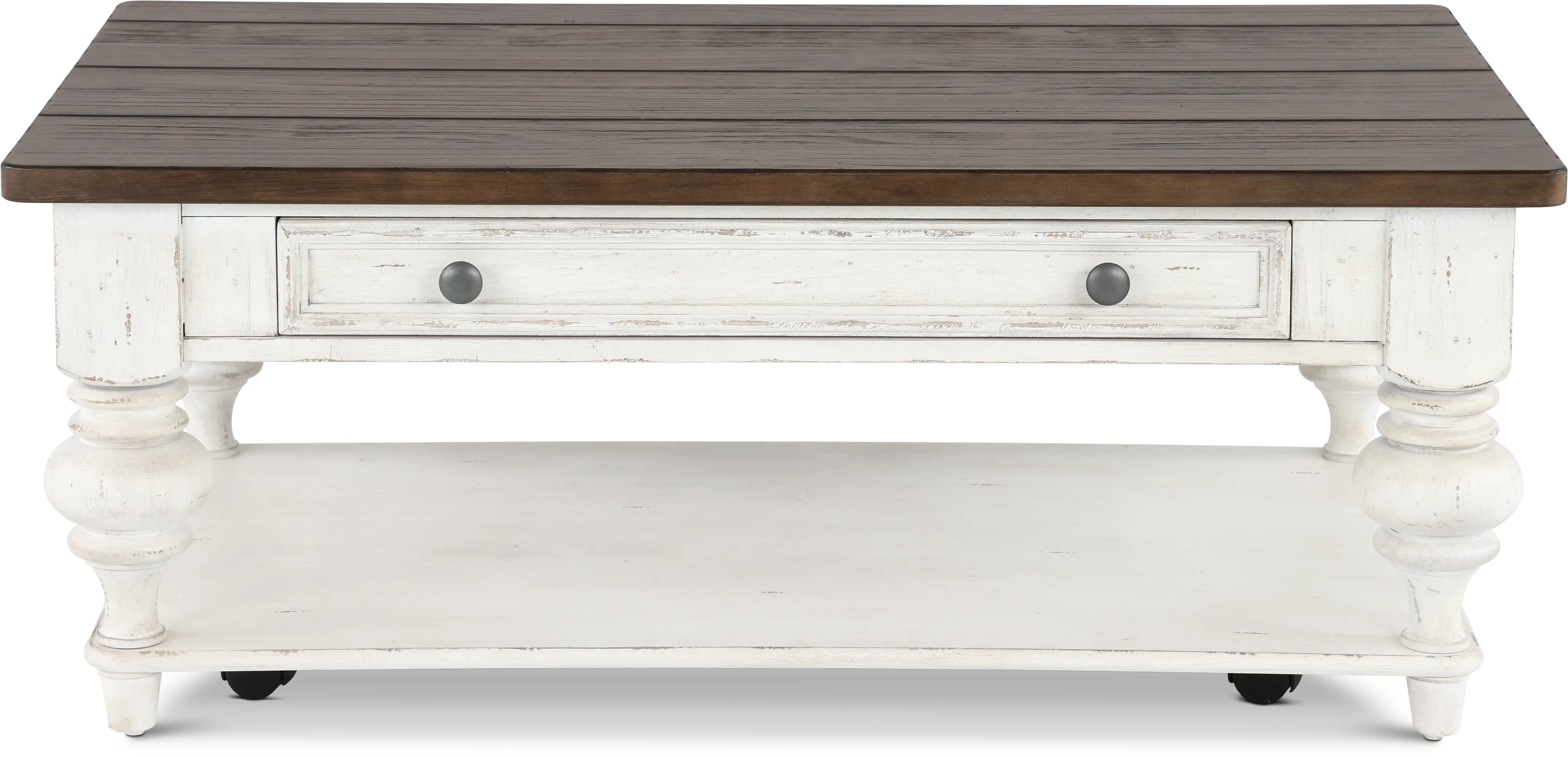 237-OT1010 River Place White and Brown Coffee Table-1
