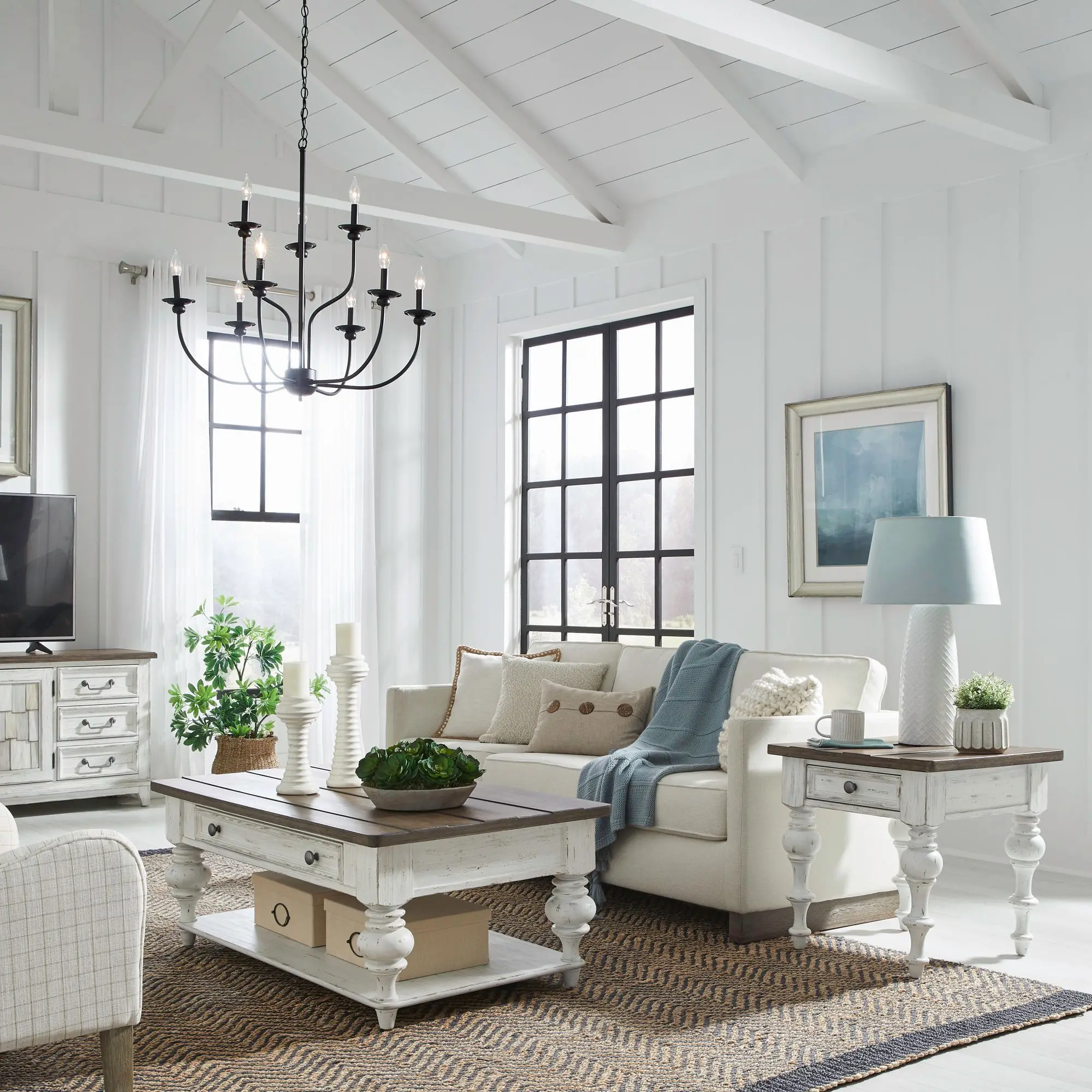 237-OT1010 River Place White and Brown Coffee Table-10