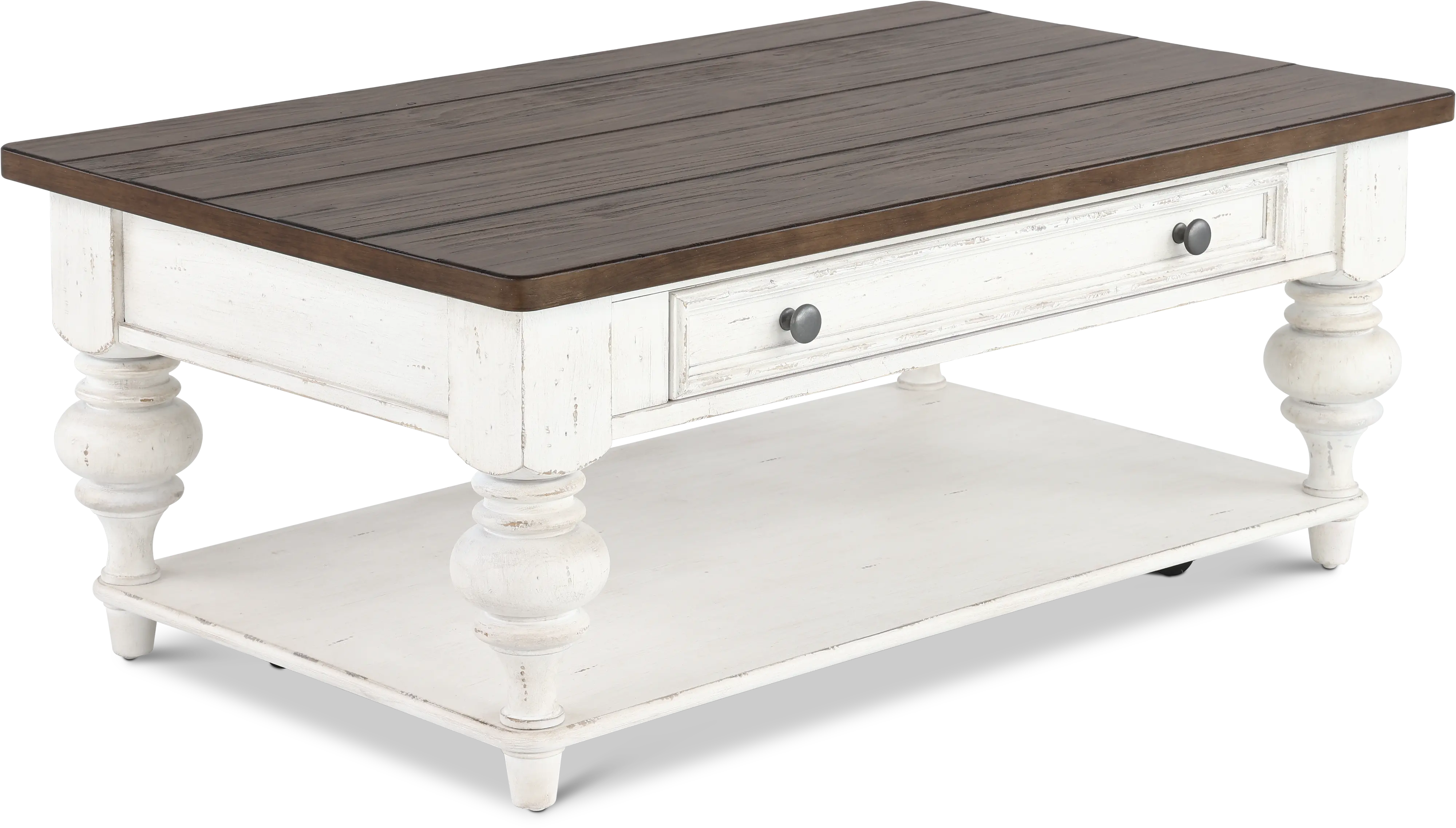 237-OT1010 River Place White and Brown Coffee Table-4