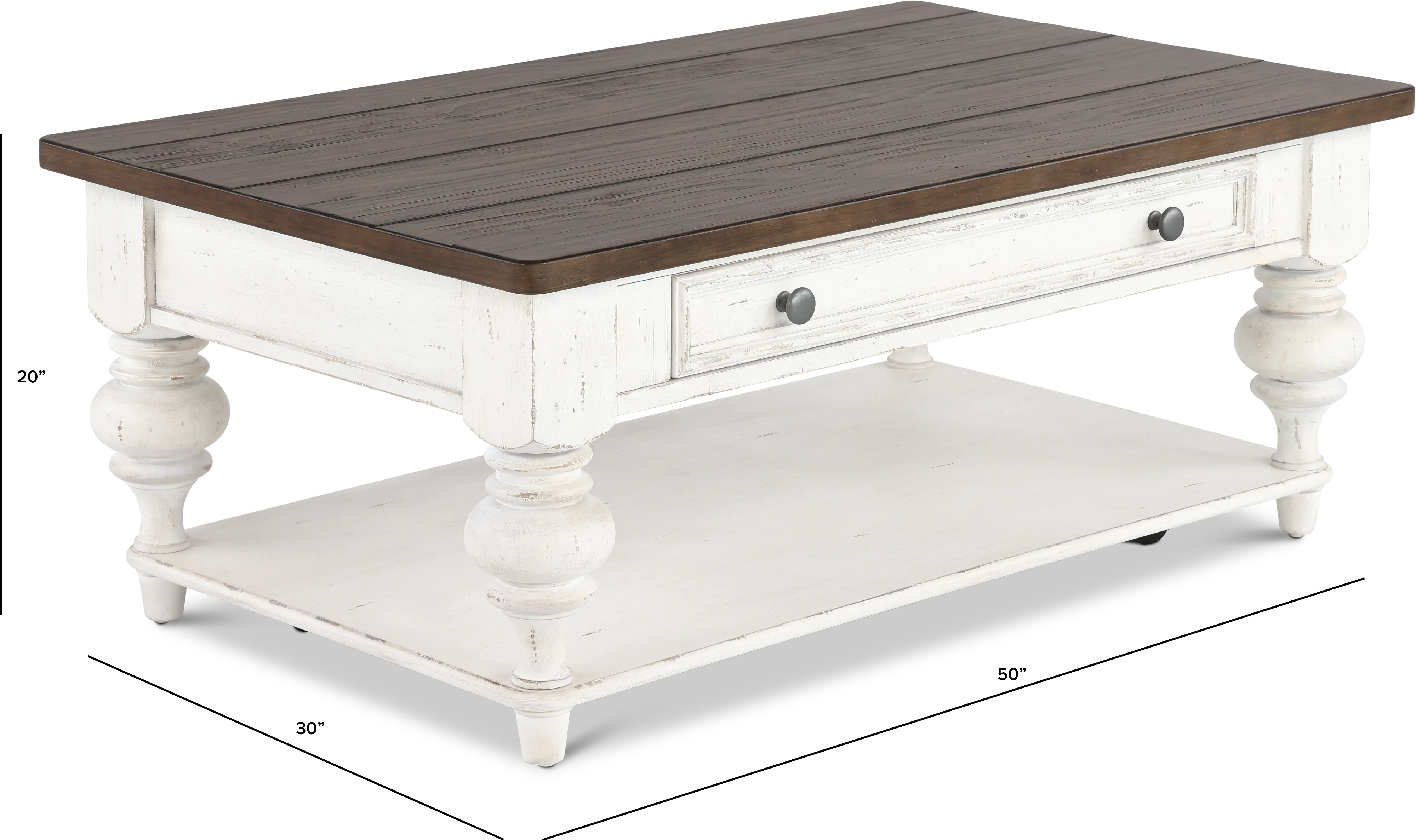 237-OT1010 River Place White and Brown Coffee Table-3