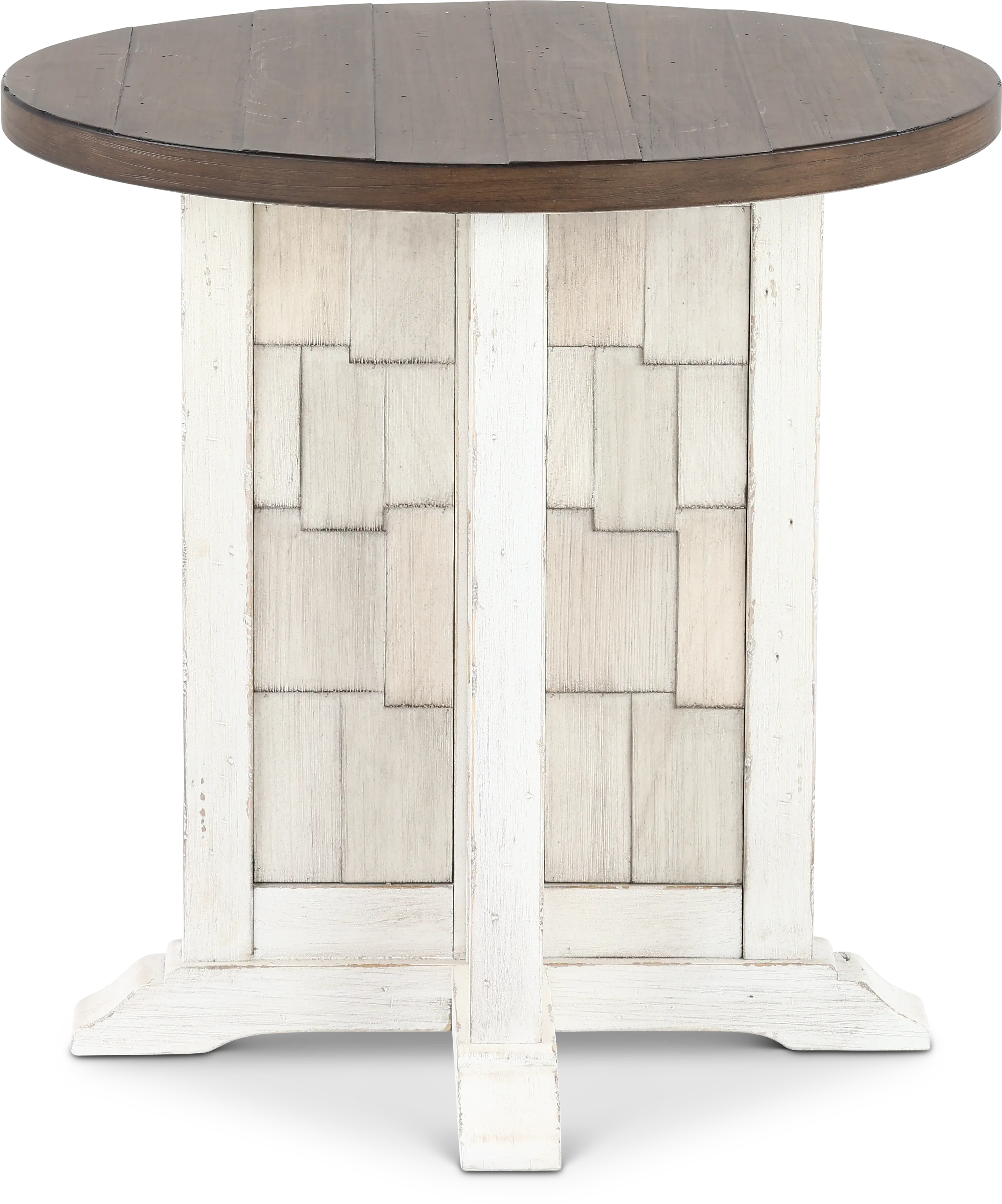 237-OT1021 River Place White and Brown Chairside Table-1