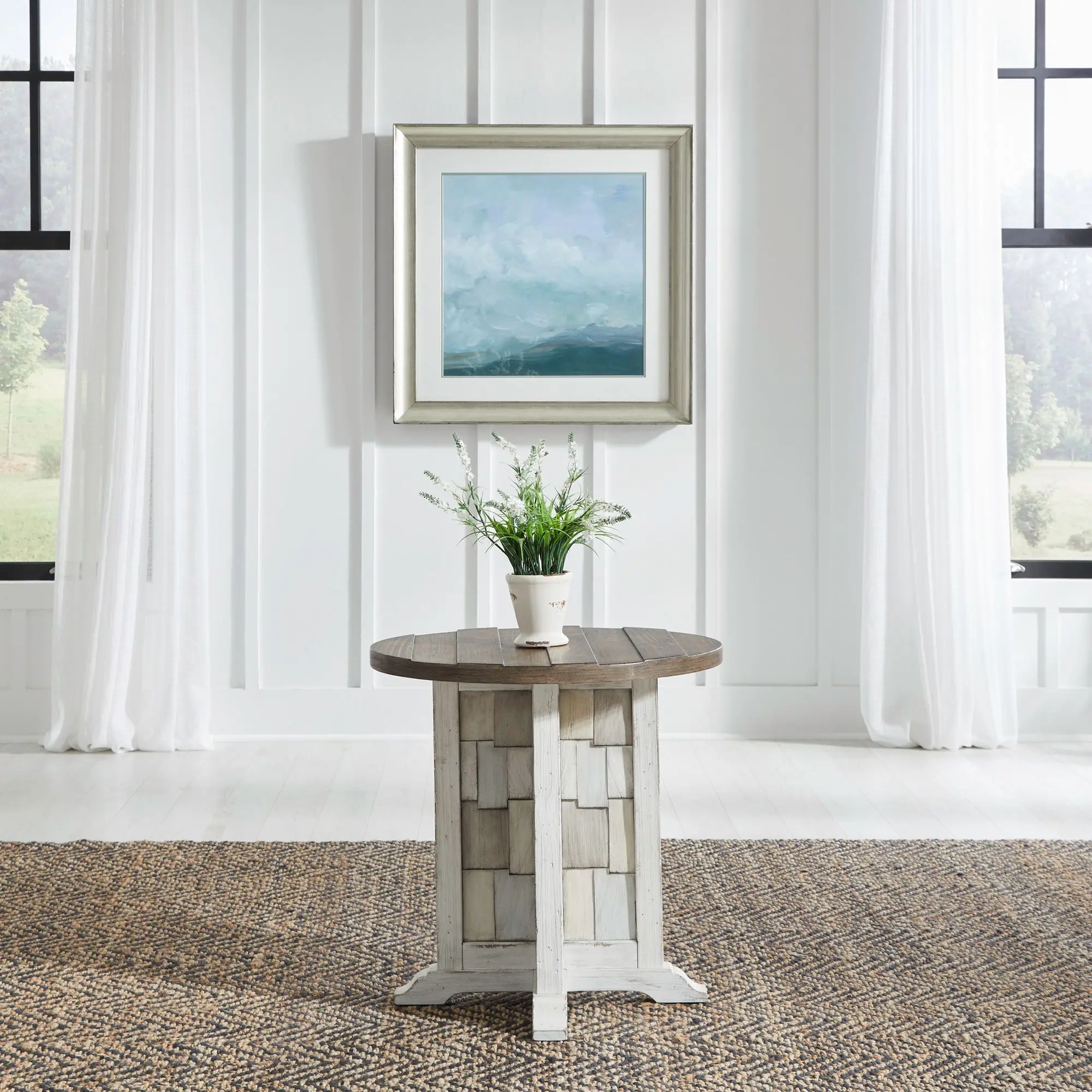 237-OT1021 River Place White and Brown Chairside Table-2
