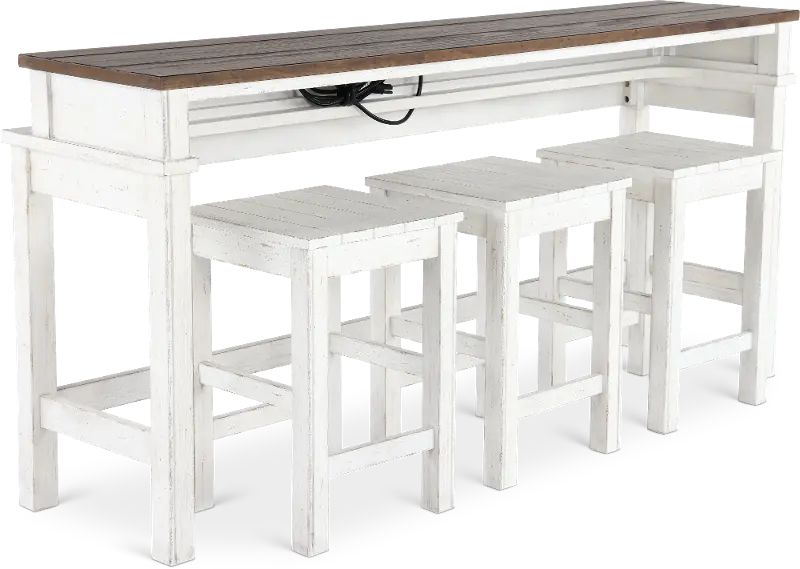 River Place White and Tobacco Sofa Table & Stool Set