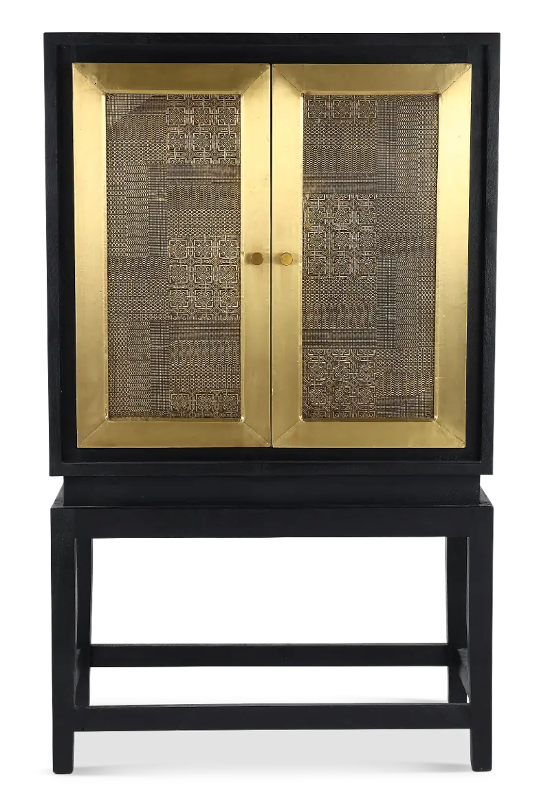 Copeland Black and Gold Bar Cabinet on Stand