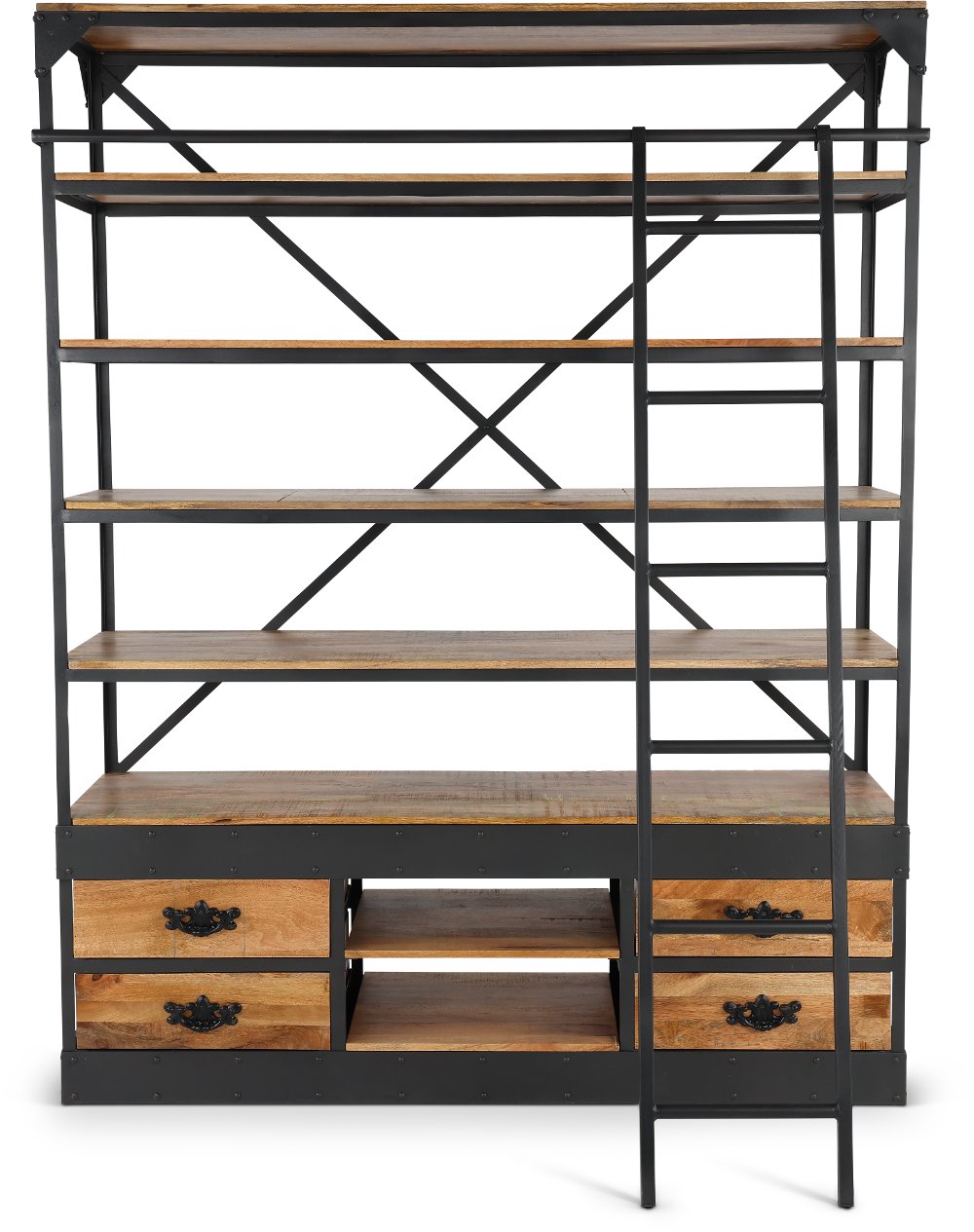 Neemrana Rustic Brown 80" Library Bookcase