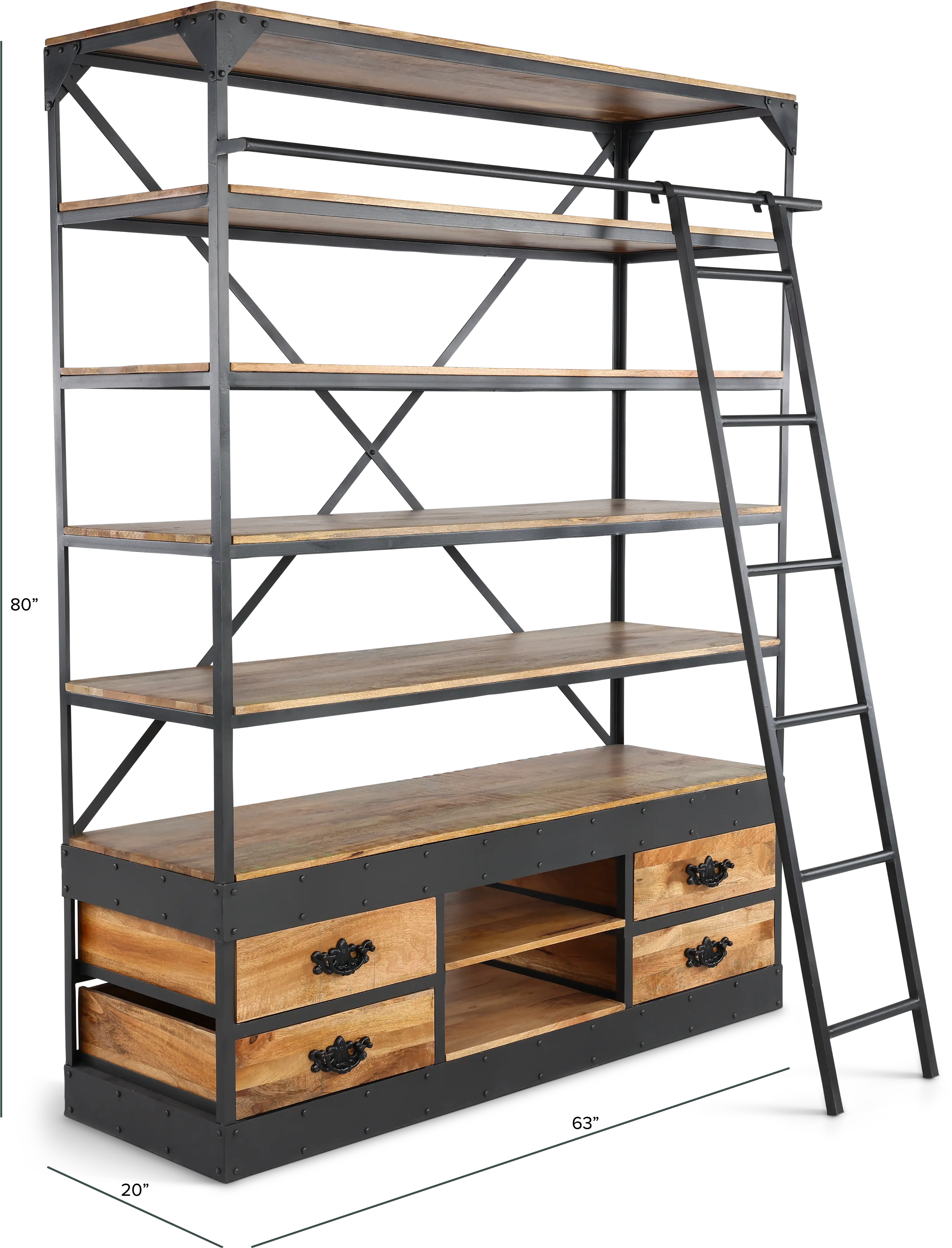 Neemrana Rustic Brown 80  Library Bookcase-3