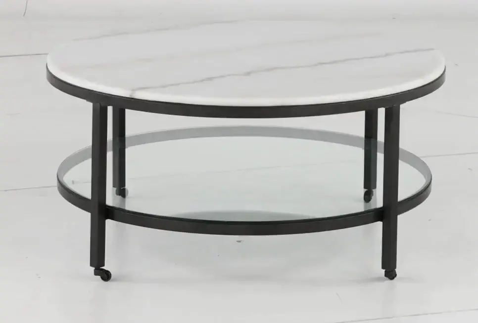 Whitman Black and White Marble Coffee Table-5