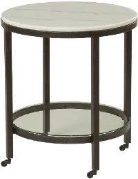 Whitman Black and White Marble End Table