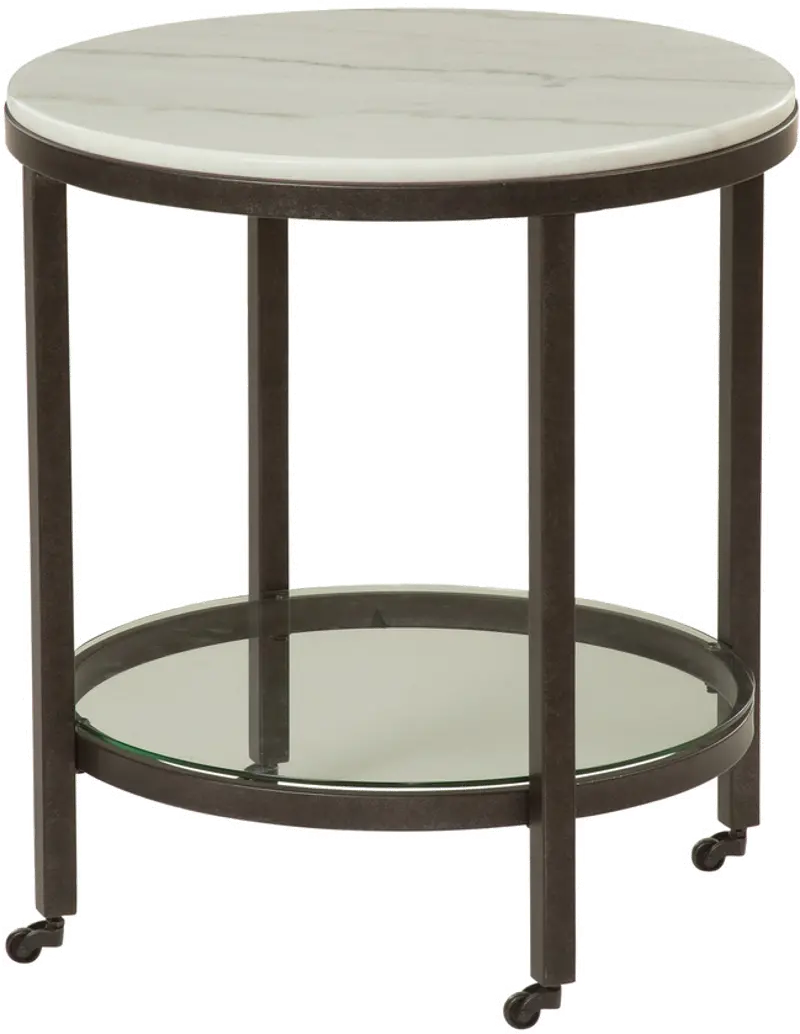 Whitman Black and White Marble End Table