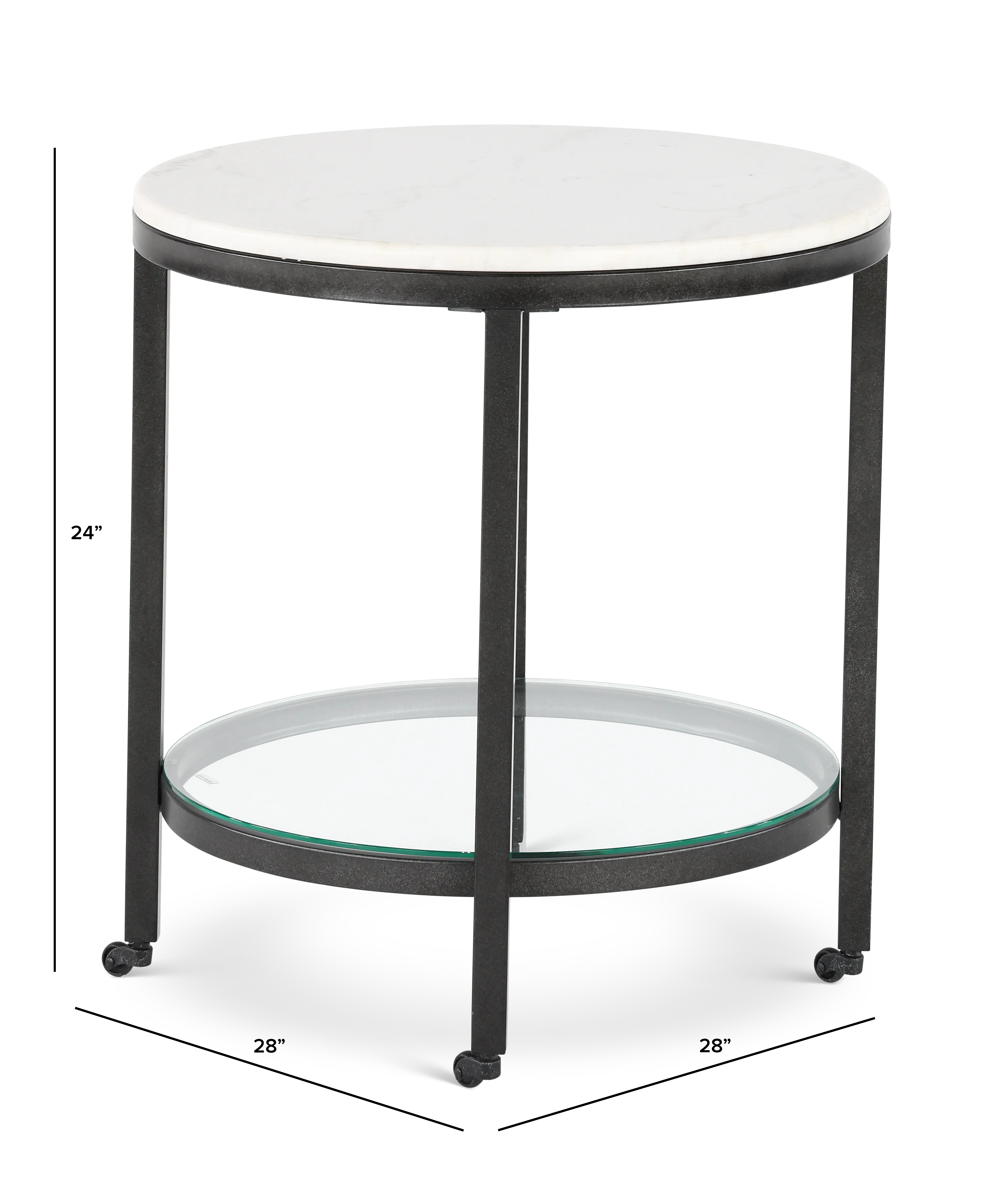 Whitman Black and White Marble End Table-3