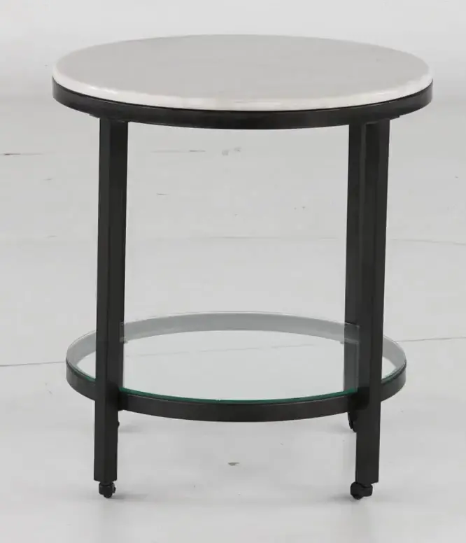 Whitman Black and White Marble End Table-4