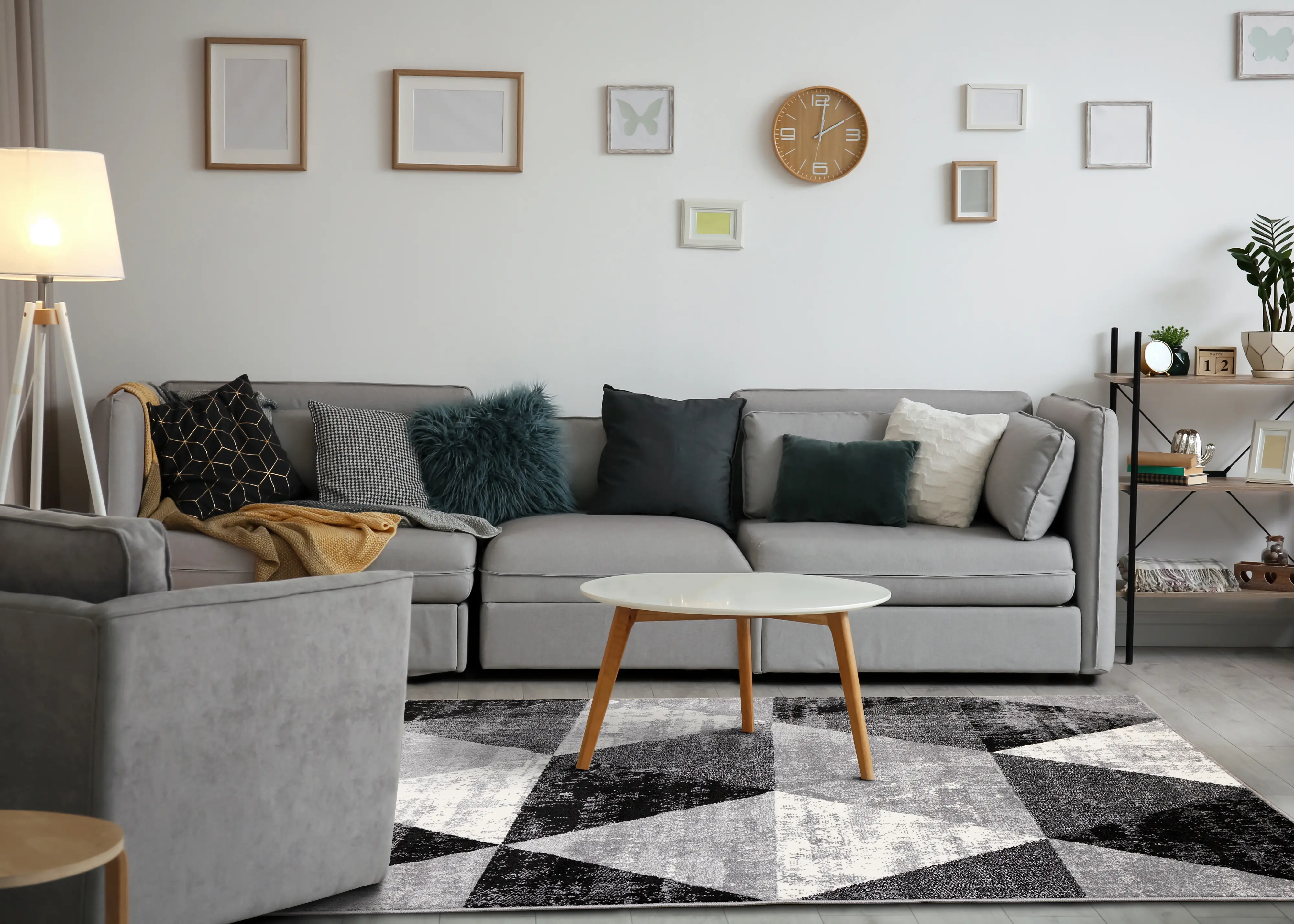 Century Black, White & Gray 4 x 6 Geometric Area Rug-3