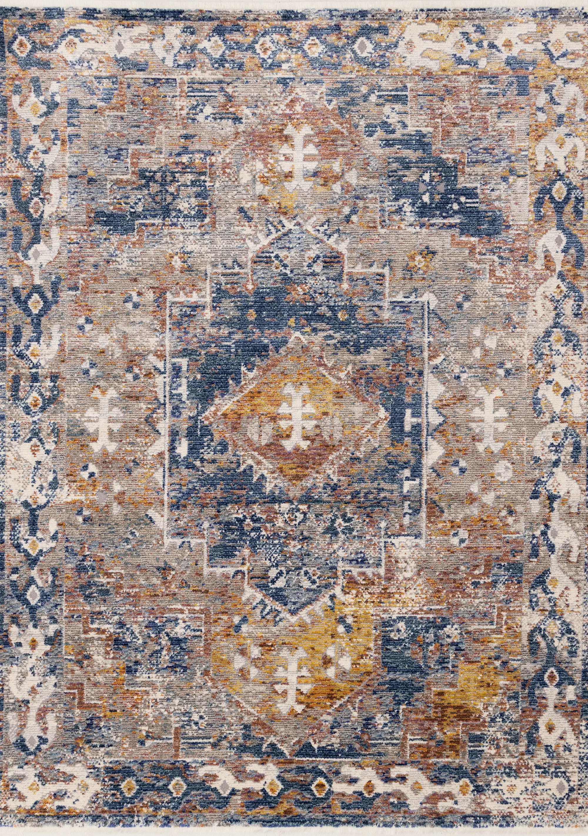 Evora Gray & Blue 5 x 7 Distressed Area Rug-1