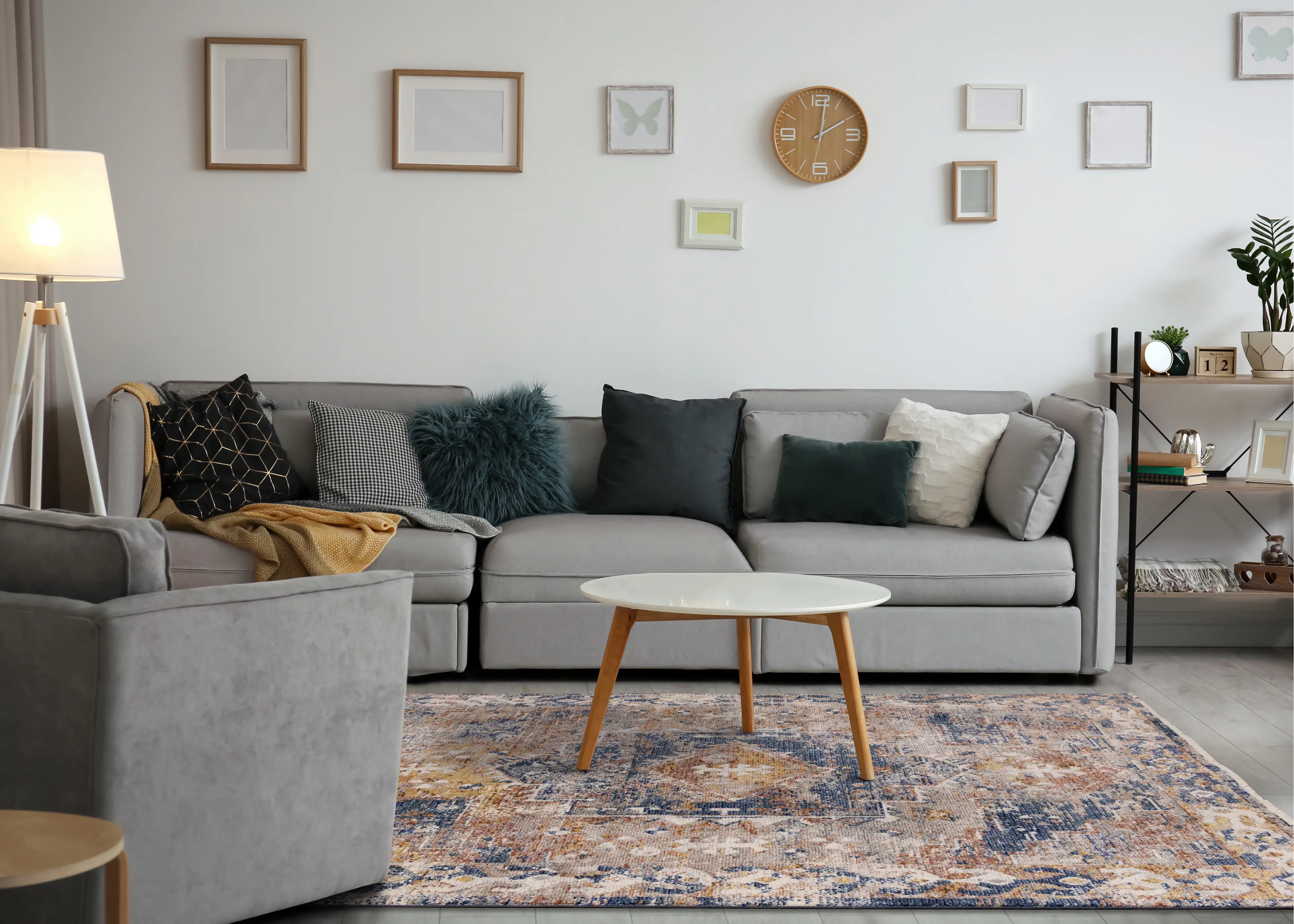 Evora Gray & Blue 5 x 7 Distressed Area Rug-3