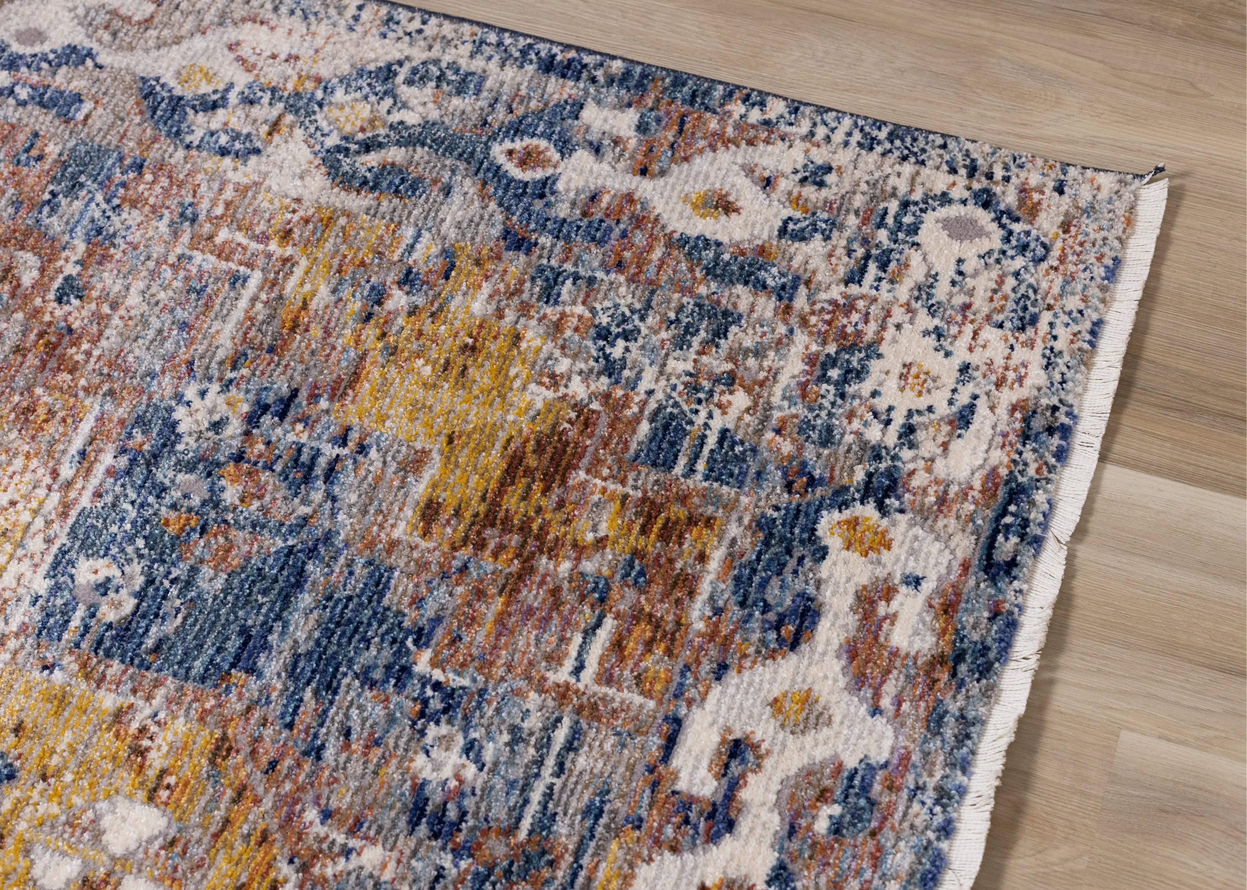 Evora Gray & Blue 5 x 7 Distressed Area Rug-6