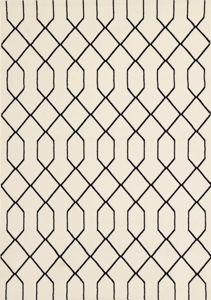 Faira Cream & Black Geometric 4 x 6 Area Rug