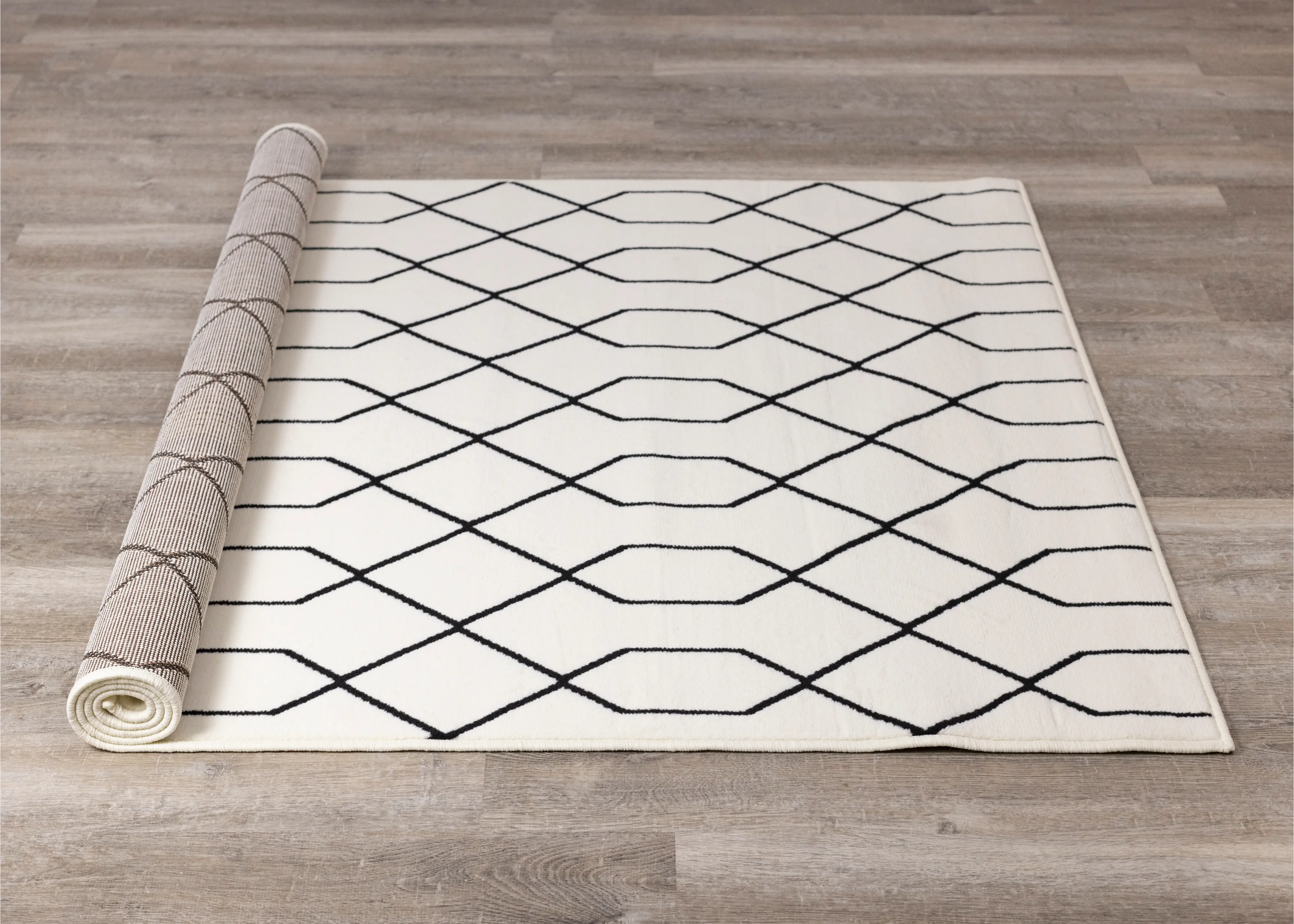 Faira Cream & Black Geometric 4 x 6 Area Rug-1