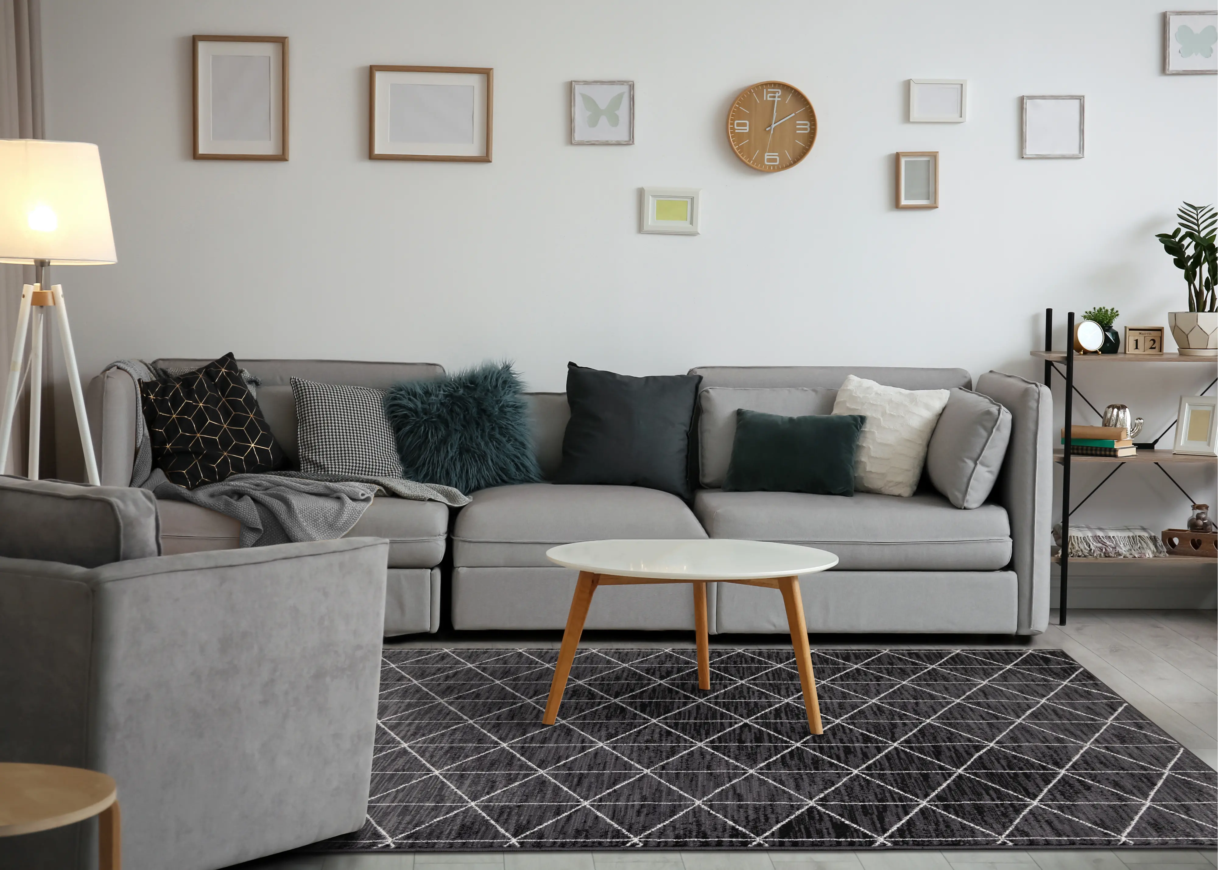 Faira Grey & Cream Geometric 8 x 10 Area Rug-3