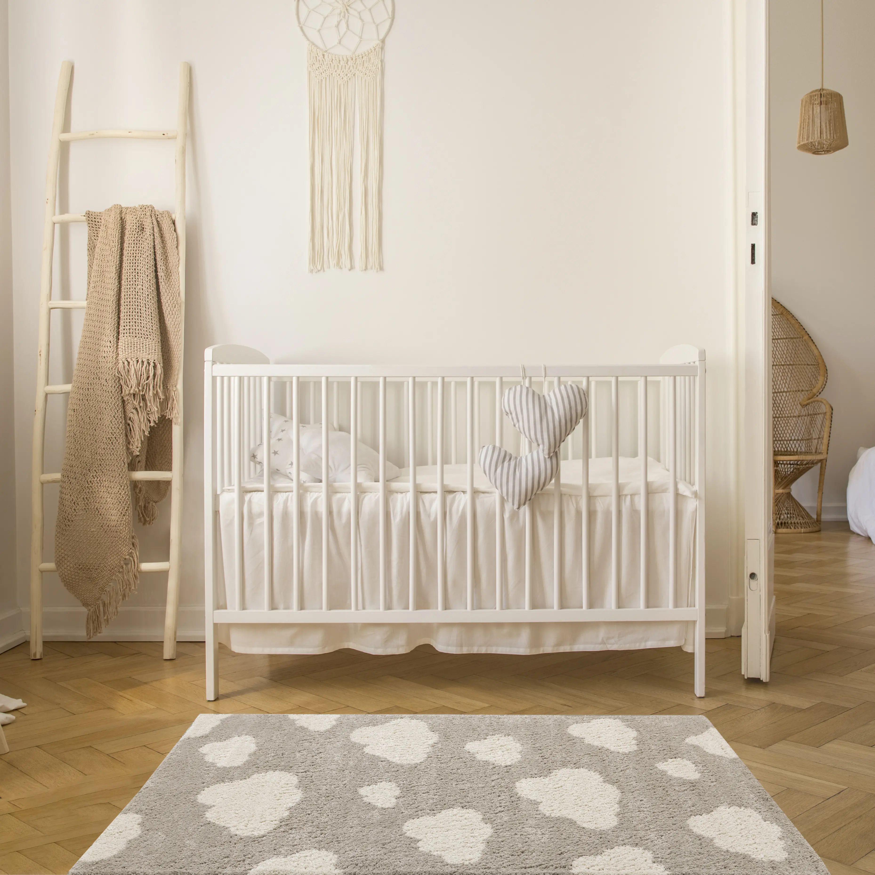 Kids 4 x 6 Beige Cloud Print Shag Area Rug-3