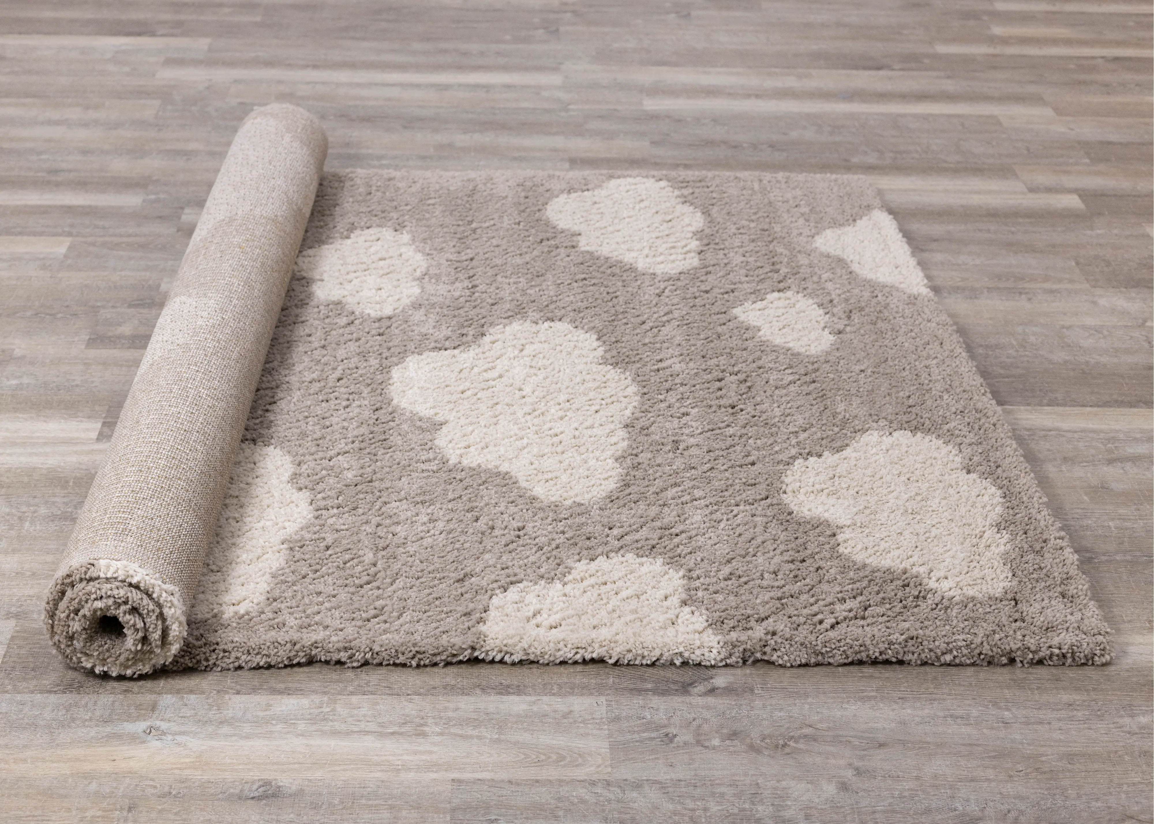 Kids 4 x 6 Beige Cloud Print Shag Area Rug-4