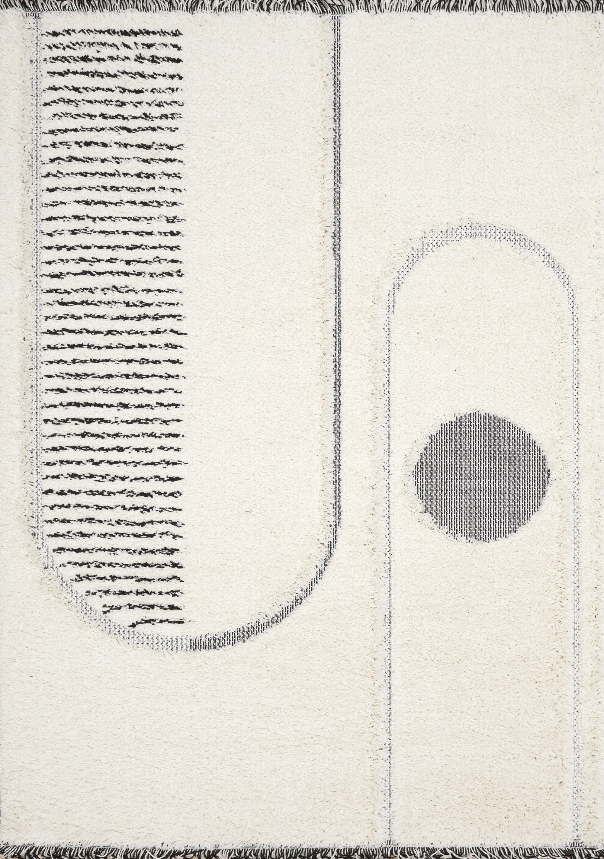 Novato Cream & Black 6 x 9 Geometric Area Rug-1