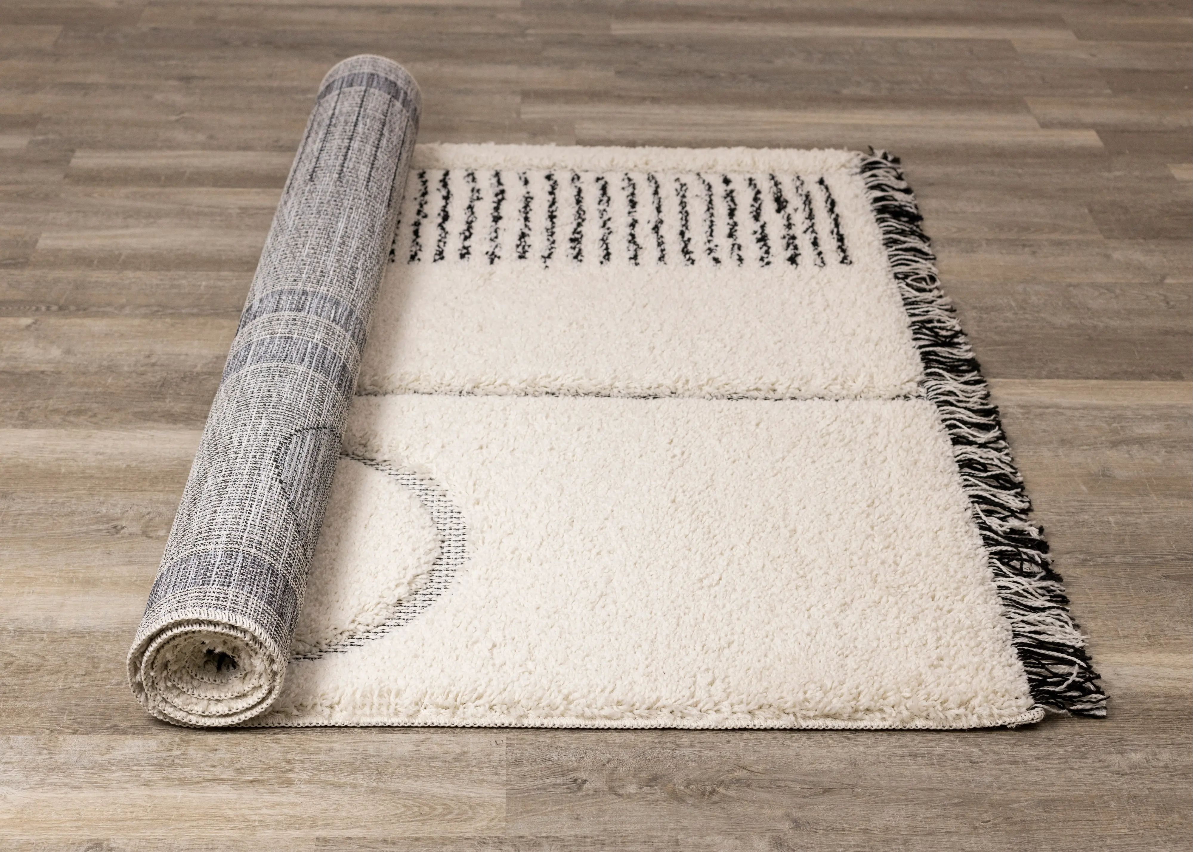 Novato Cream & Black 6 x 9 Geometric Area Rug-4