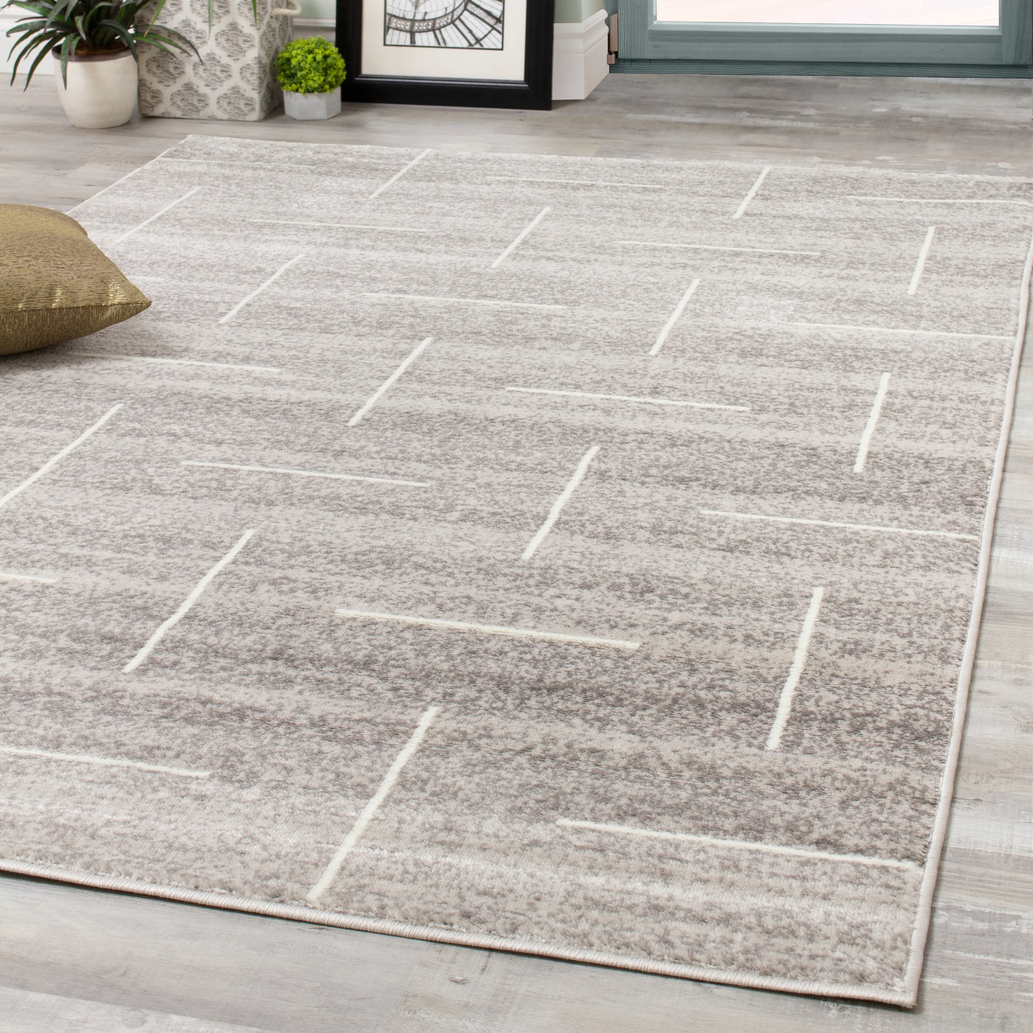 Merit Gray Lines 5 x 8 Area Rug-2