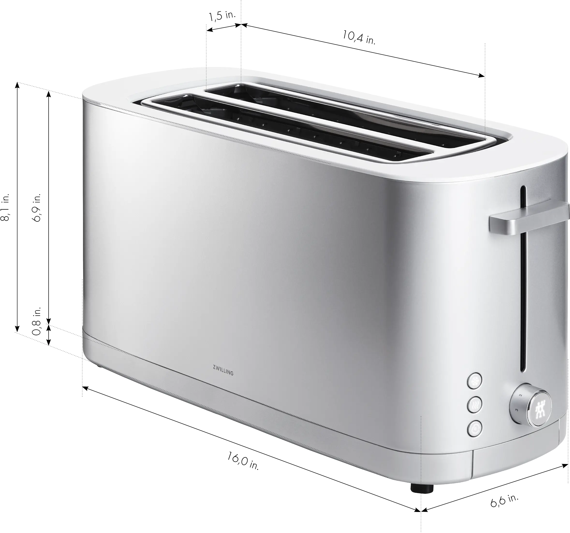 Zwilling Enfinigy 2-Slice Long Slot Toaster - Silver-6