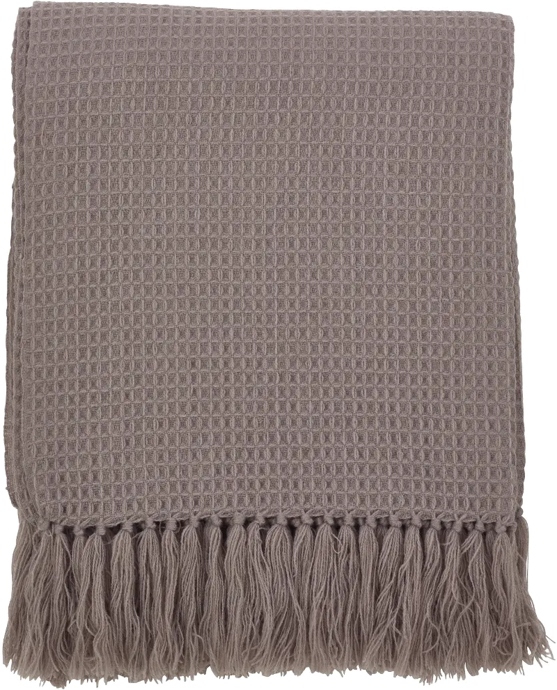 Ivory Tasseled Waffle Weave Throw Blanket