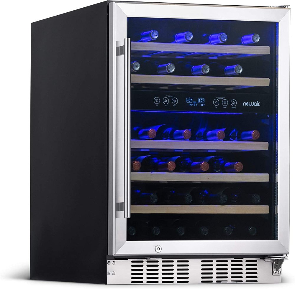 Newair Built-in 46 Bottle Dual Zone Compressor Wine Fridge - Stainless Steel