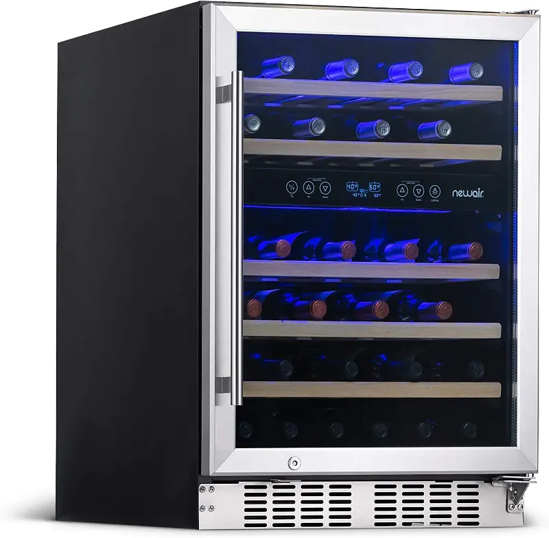 Newair Built-in 46 Bottle Dual Zone Compressor Wine Fridge - Stainless Steel