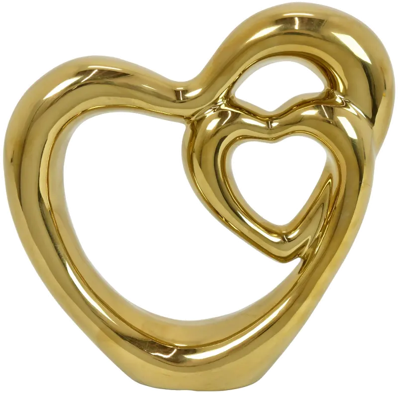 Gold Double Heart Sculpture
