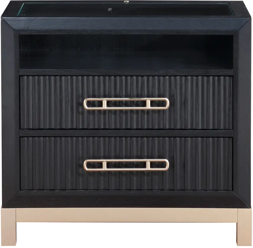 Charlotte Black and Gold Nightstand-1