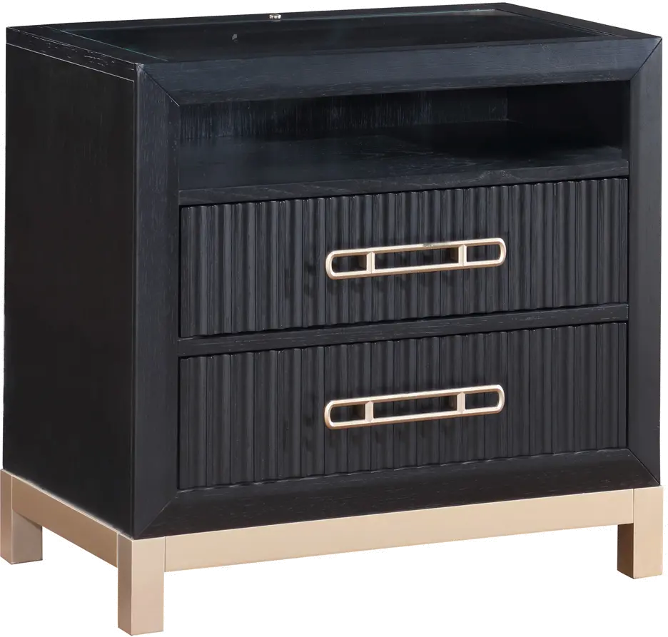 Charlotte Black and Gold Nightstand-2