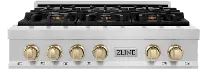 RTSZ-36-G ZLINE Autograph Edition Gas Rangetop - DuraSnow® Stainless Steel, Gold 36 Inch