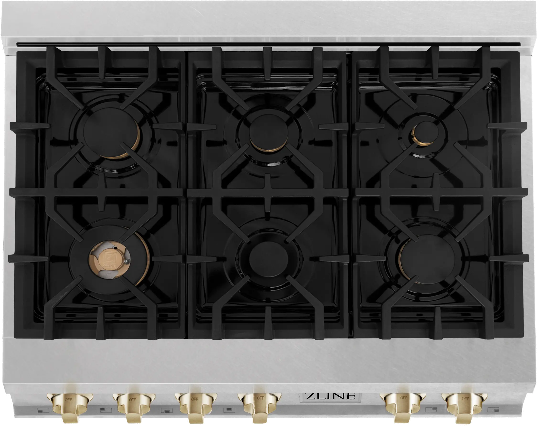 RTSZ-36-G ZLINE Autograph Edition Gas Rangetop - DuraSnow® Stainless Steel, Gold 36 Inch-3